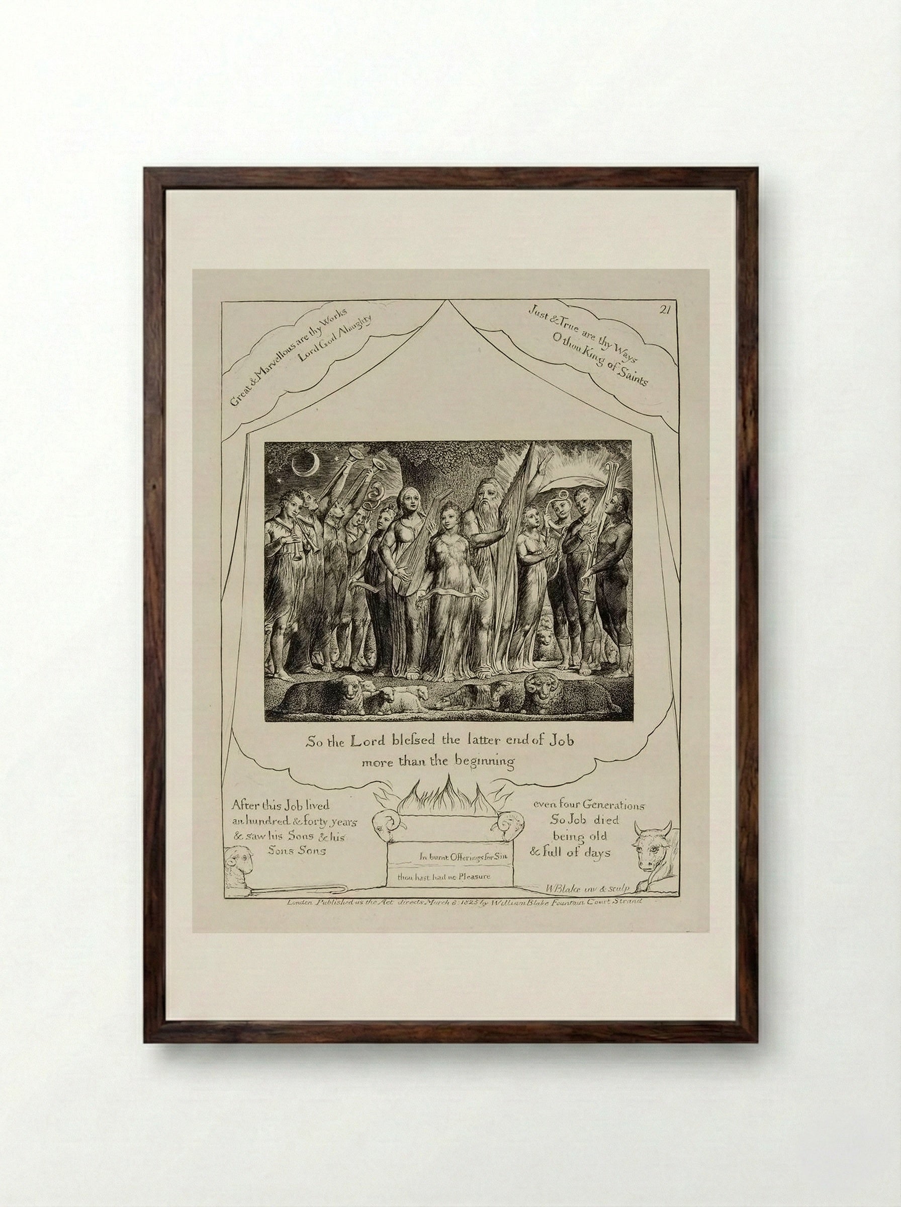 So the Lord blessed the latter end of Job - William Blake - Framed Print Dark Wood