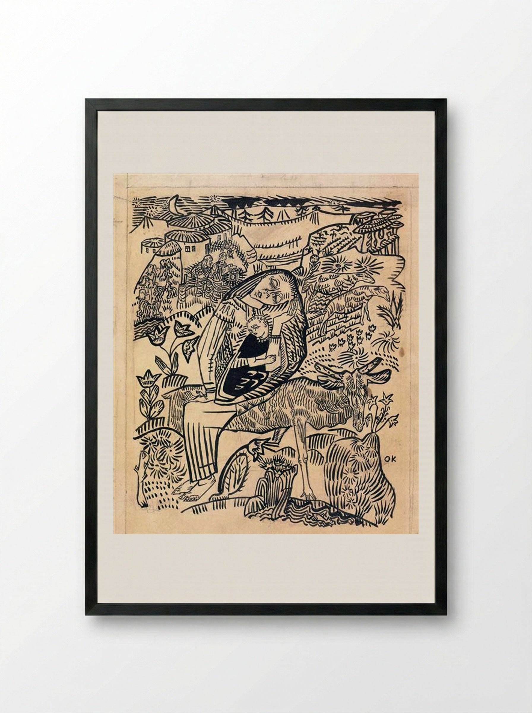 Flight into Egypt - Oskar Kokoschka - Framed Print Black