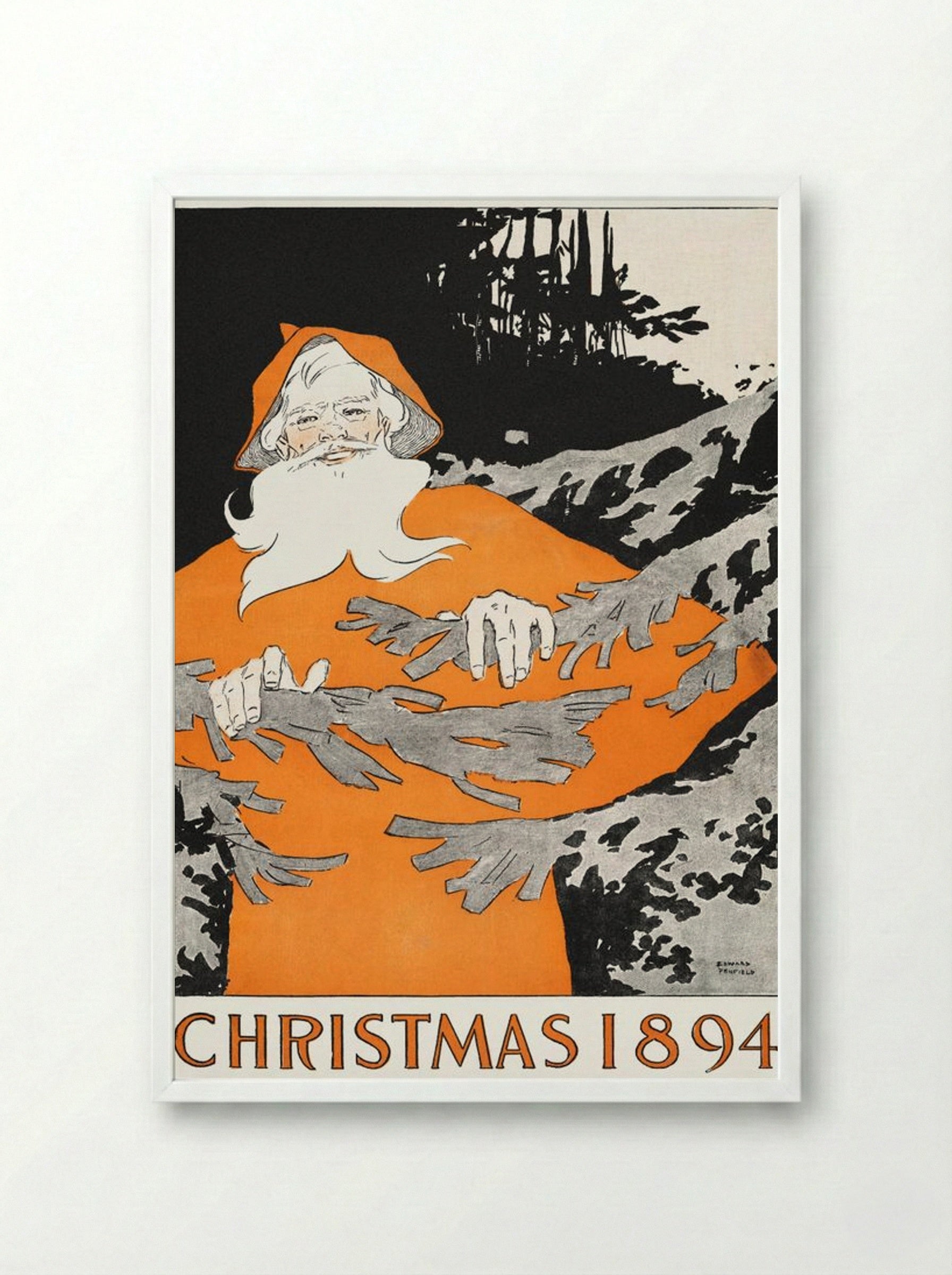 Christmas 1894 - Edward Penfield - Framed Print White
