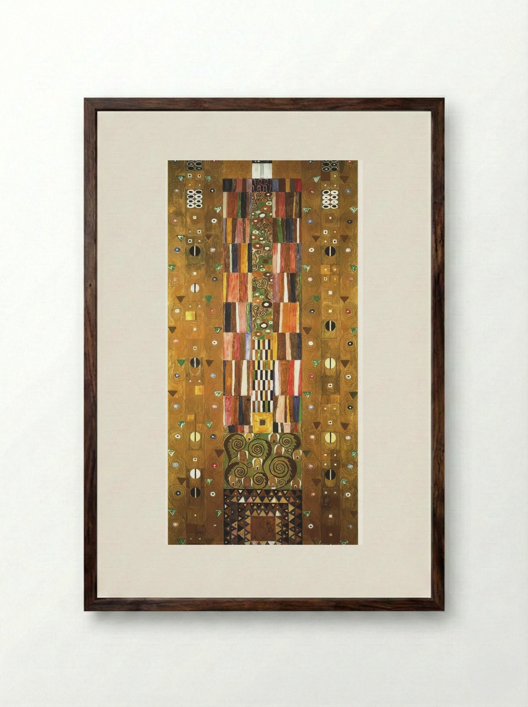 Design for the Stoclet Frieze: The Knight - Gustav Klimt - Framed Print Dark Wood