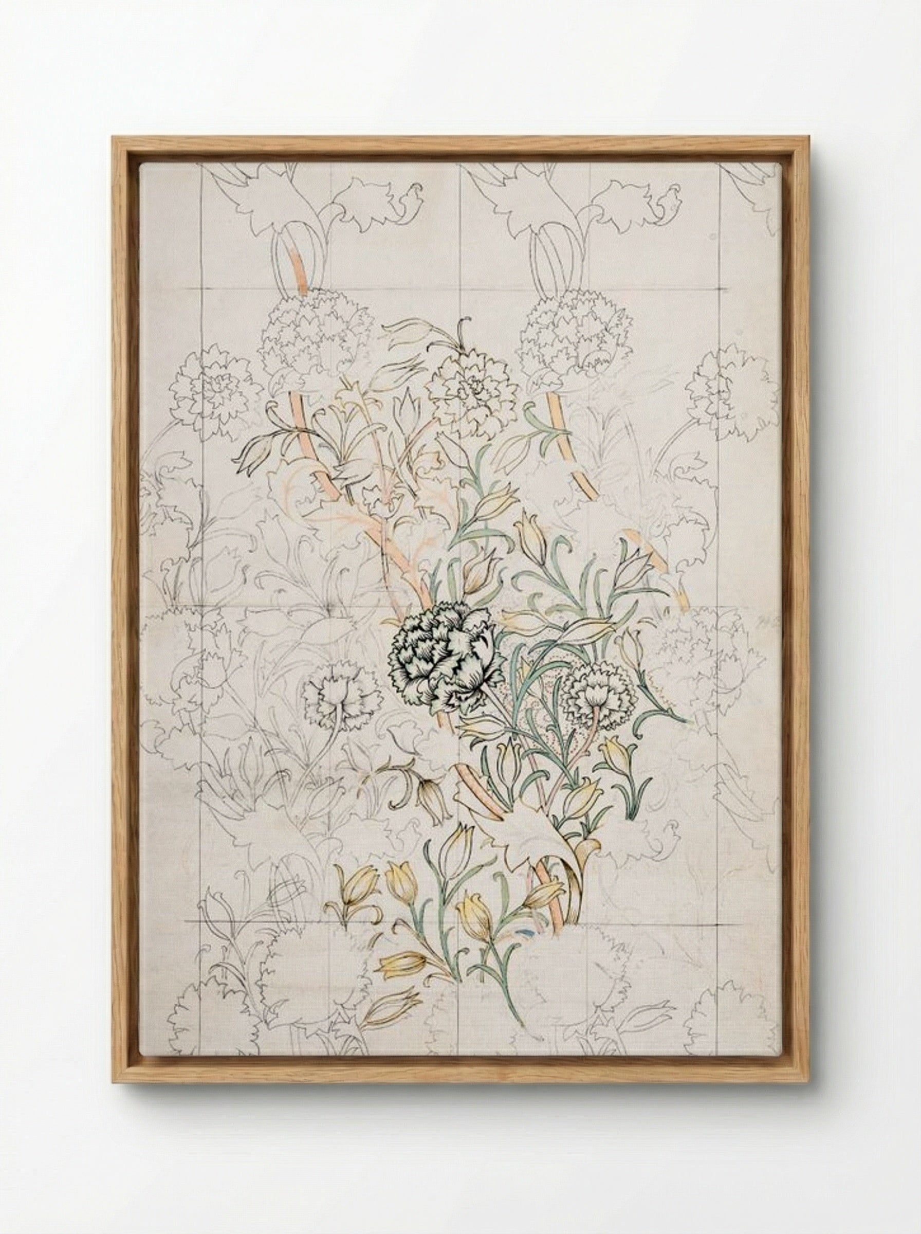 Study for 'Wild Tulip' Wallpaper - William Morris - Framed Canvas Wood