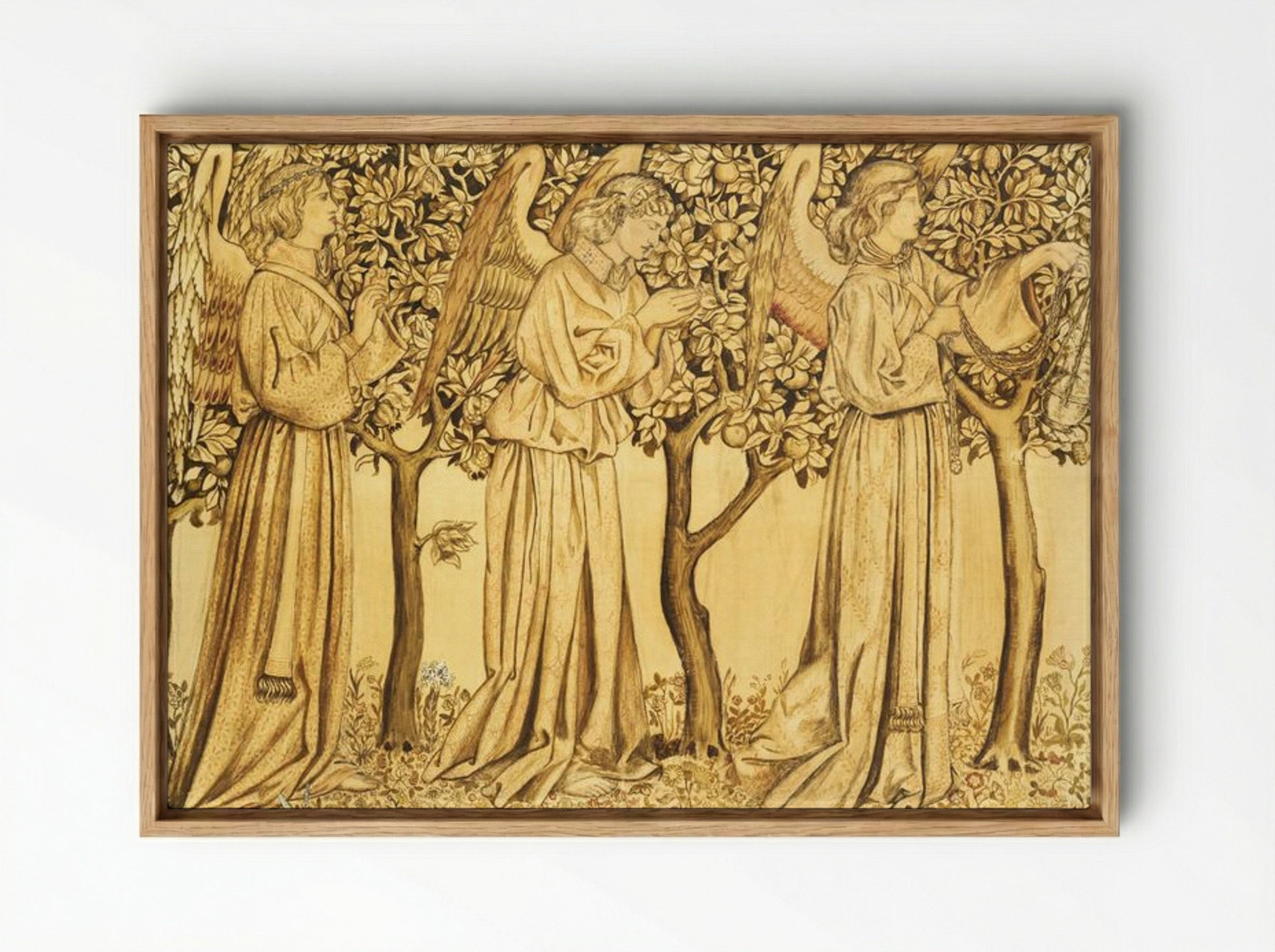 Tile Design: Processing Angels - William Morris - Framed Canvas Wood