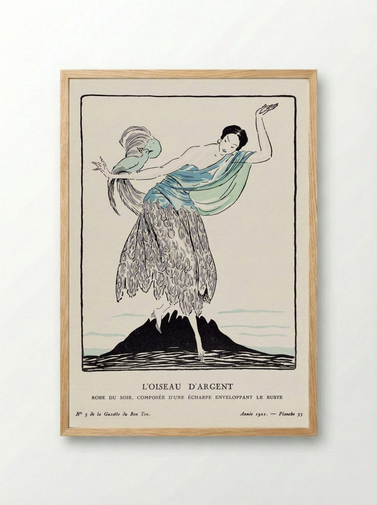 L'Oiseau d'Argent (Fashion Plate) - Fine Art Print - Framed Print Wood