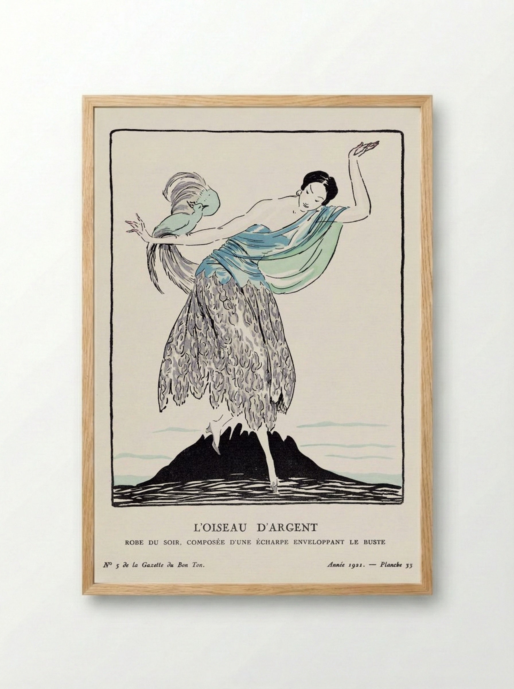 L'Oiseau d'Argent (Fashion Plate) - Fine Art Print - Framed Print Wood