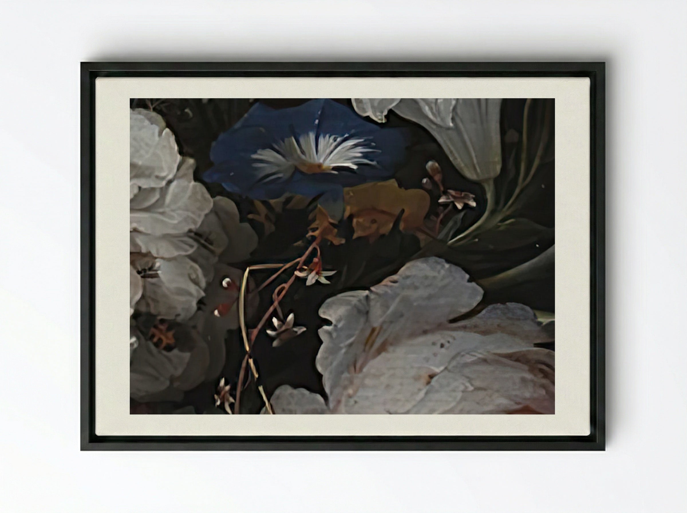 A Garland of Flowers - Abraham Mignon - Framed Canvas Black