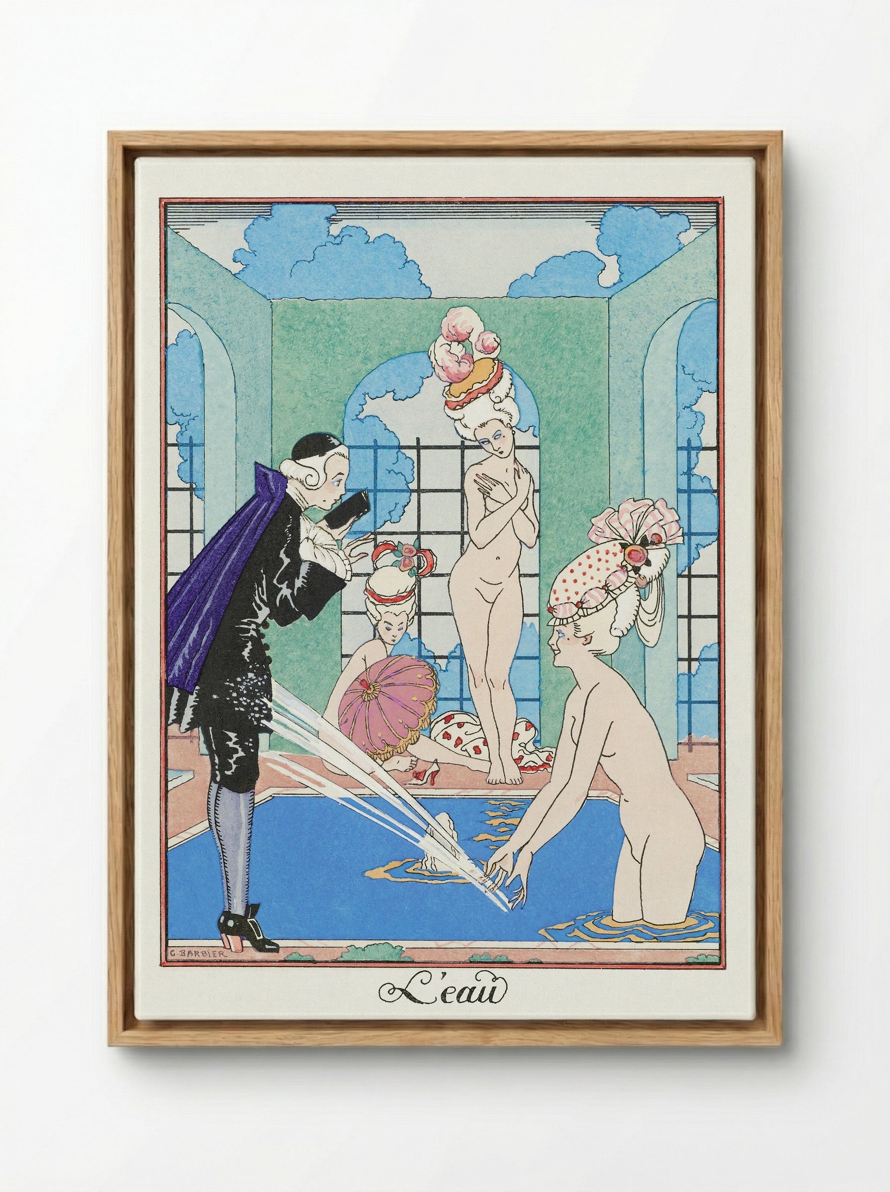 L'Eau - George Barbier - Framed Canvas Wood