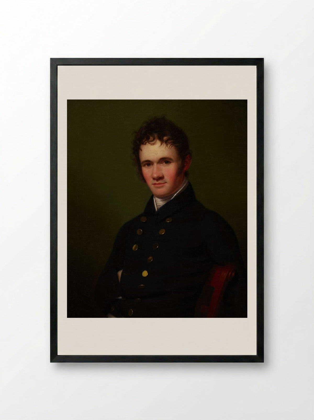 Portrait of a Man, Waist-Length, Seated - Fine Art Print - Framed Print Black