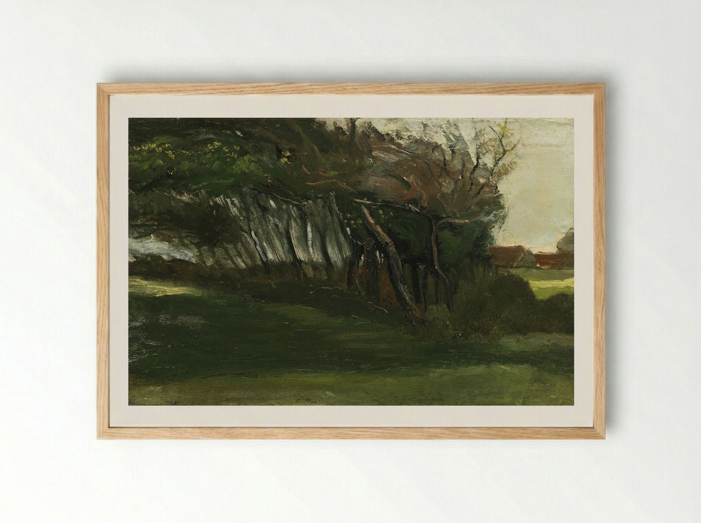 Landscape with Windswept Trees - Fine Art Print - Framed Print Wood