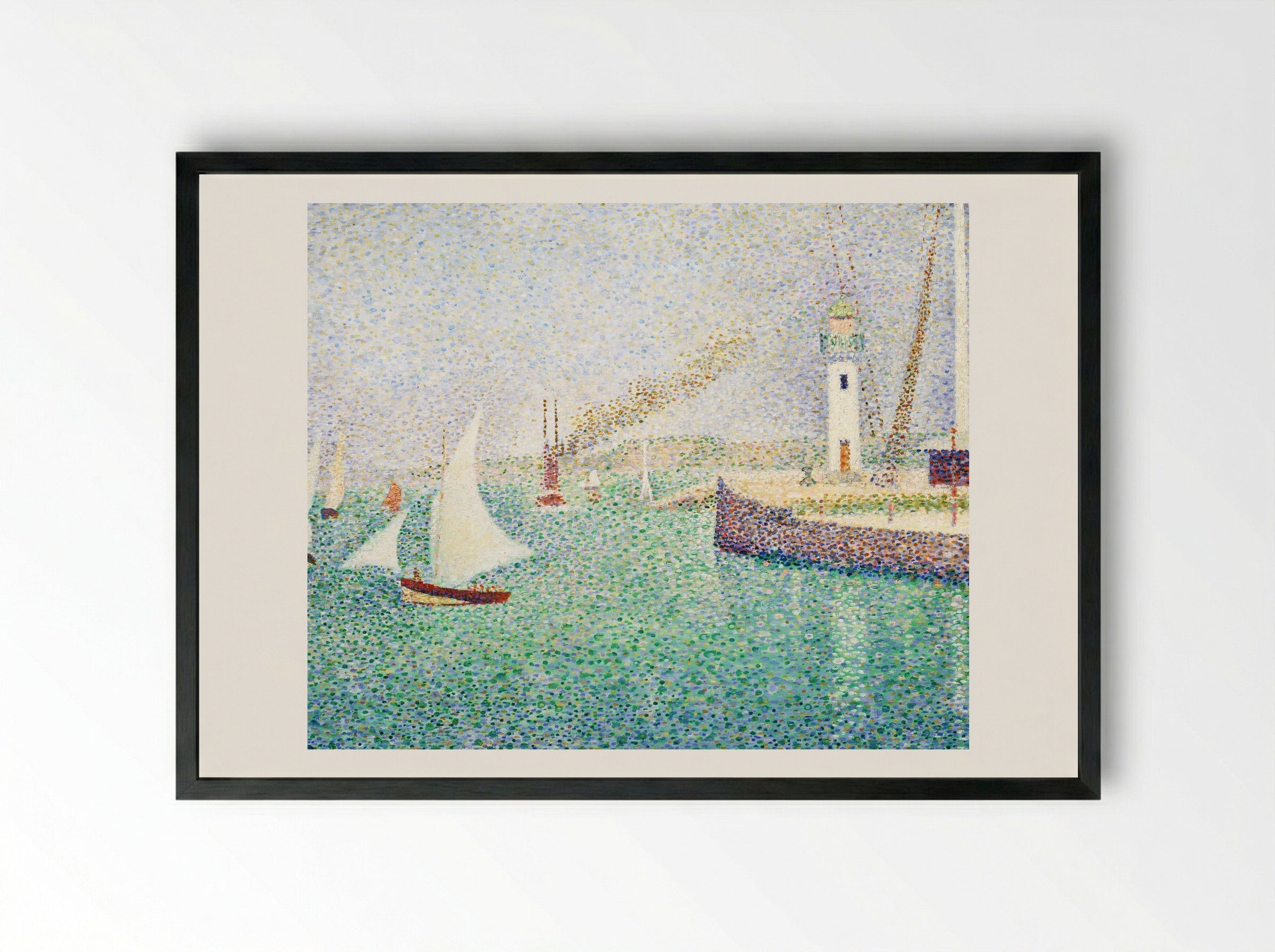 Entrance of The Port of Honfleur - Georges Seurat - Framed Print Black