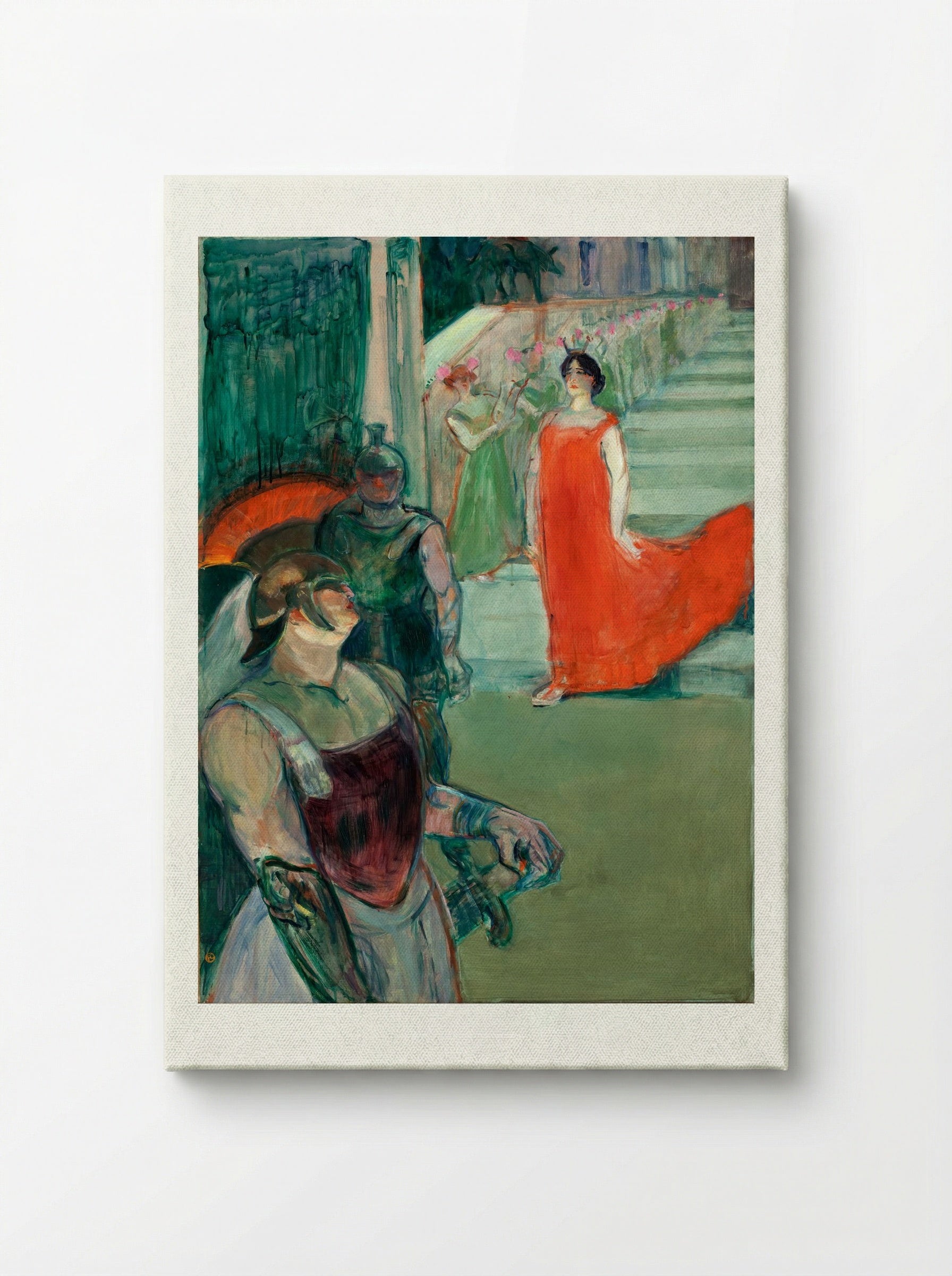The Opera Messalina at Bordeaux: Messaline Descends the Staircase Bordered by Extras - Henri de Toulouse-Lautrec - Canvas