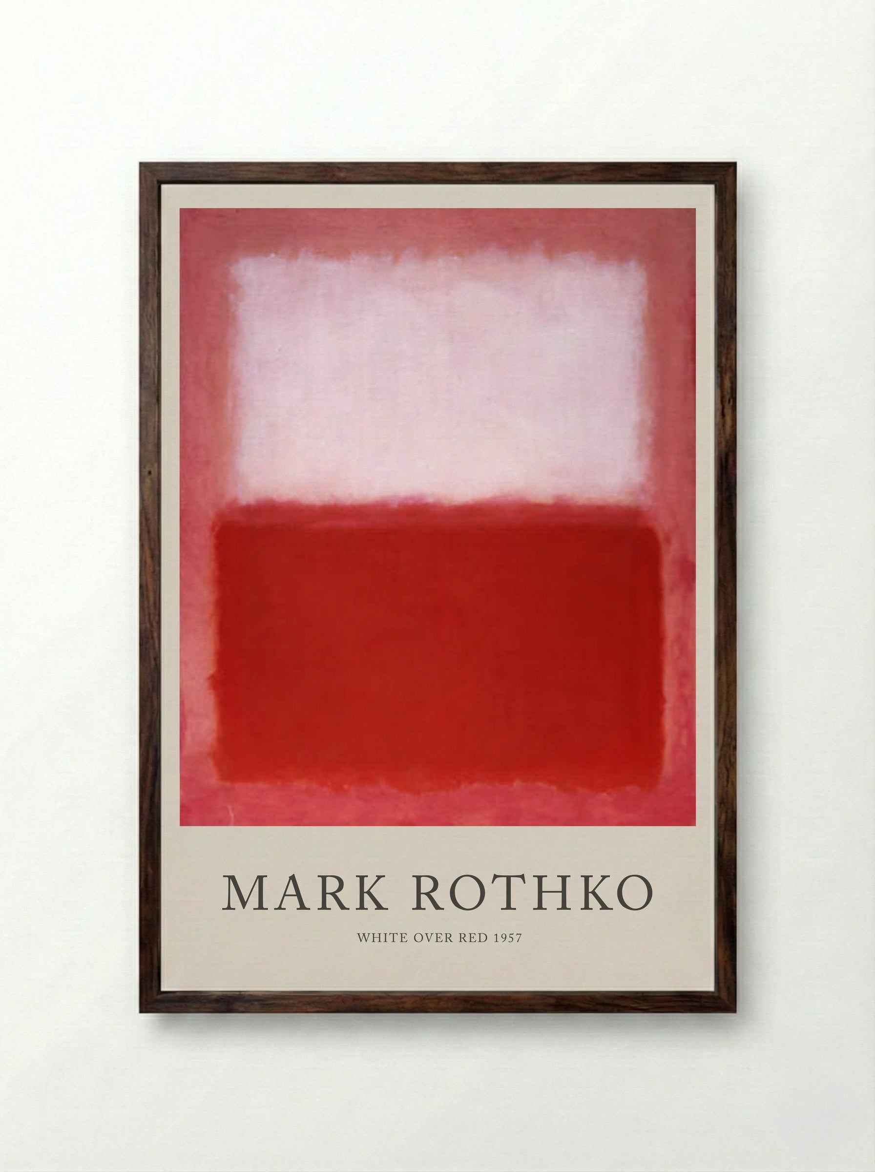 White Over Red - Mark Rothko - Framed Print Dark Wood