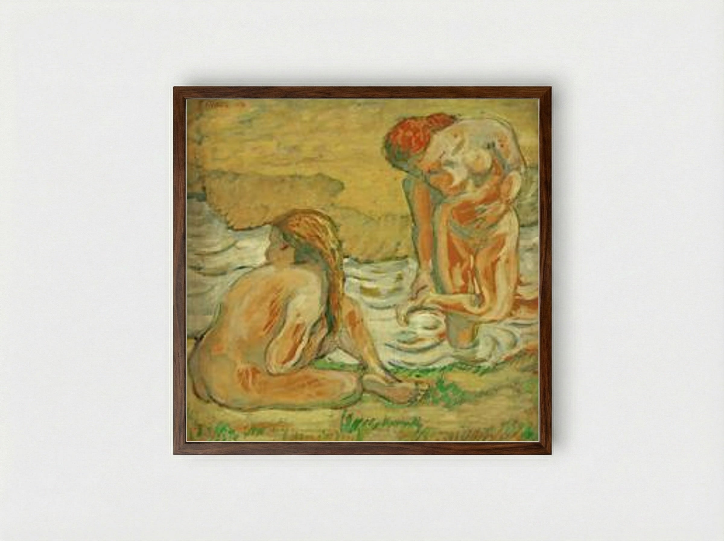 Two Bathing Girls - Franz Marc - Framed Print Dark Wood