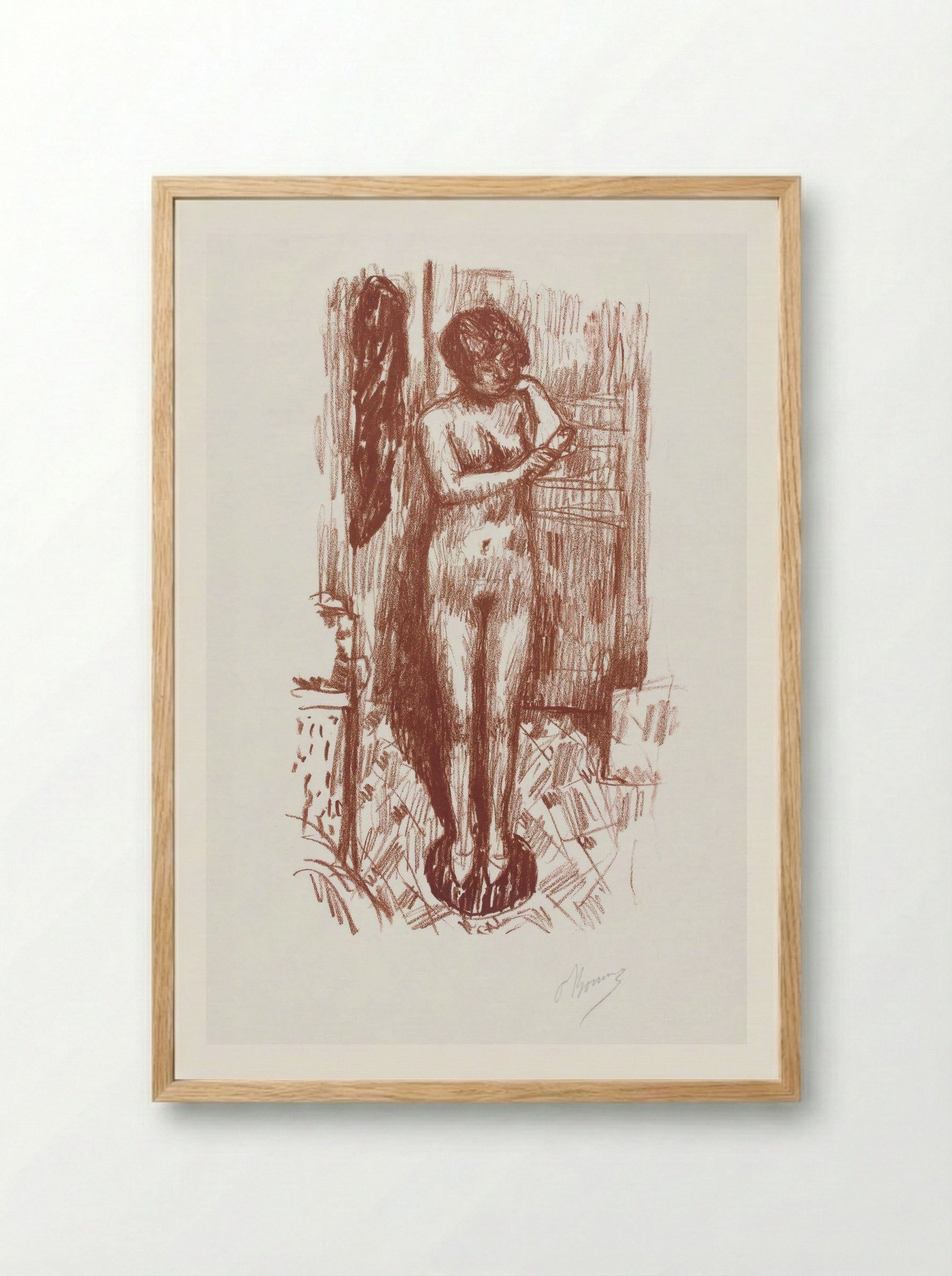Standing Naked Woman Washing Herself - Pierre Bonnard - Framed Print Wood
