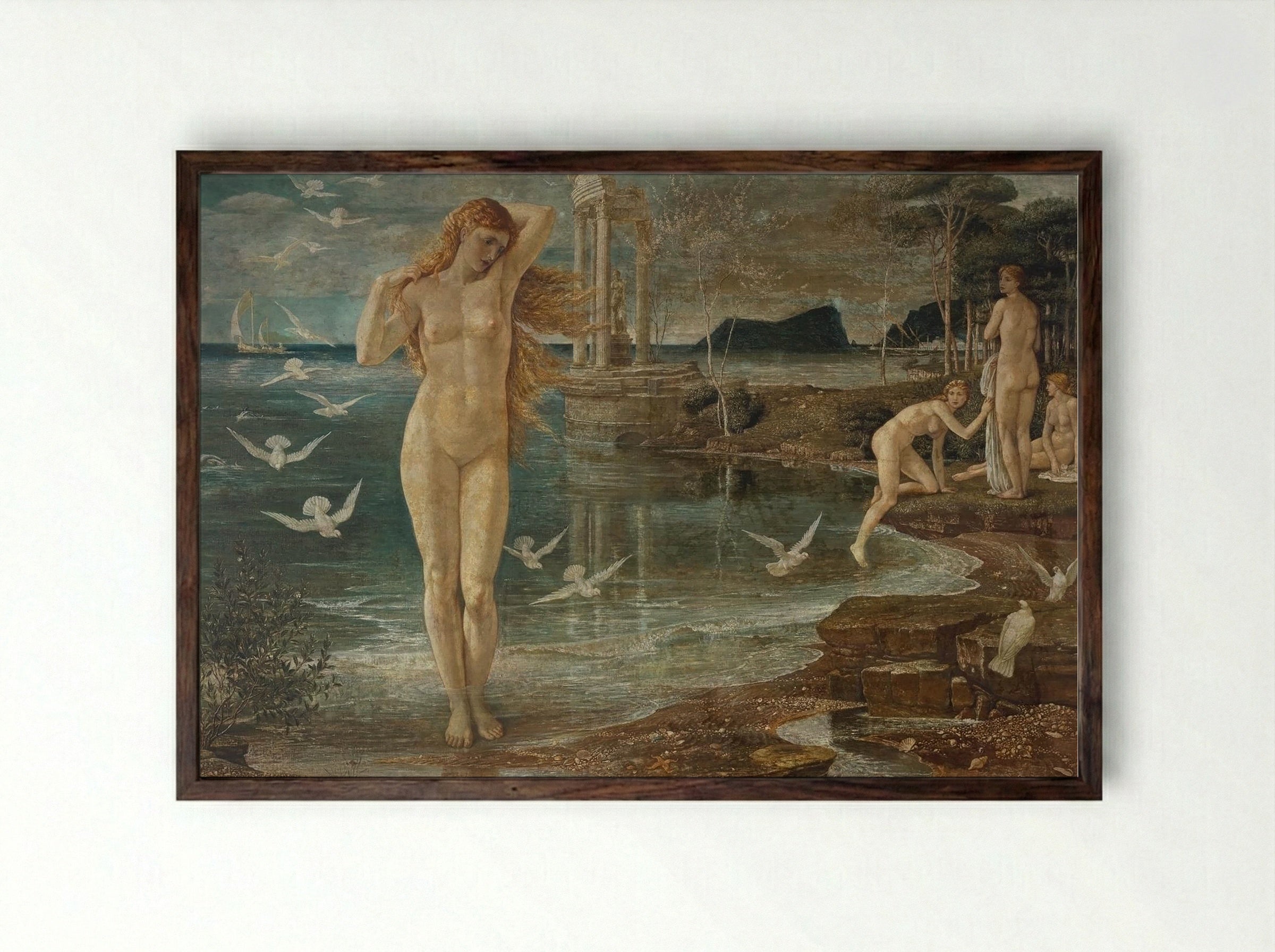 The Renascence of Venus - Walter Crane - Framed Print Dark Wood