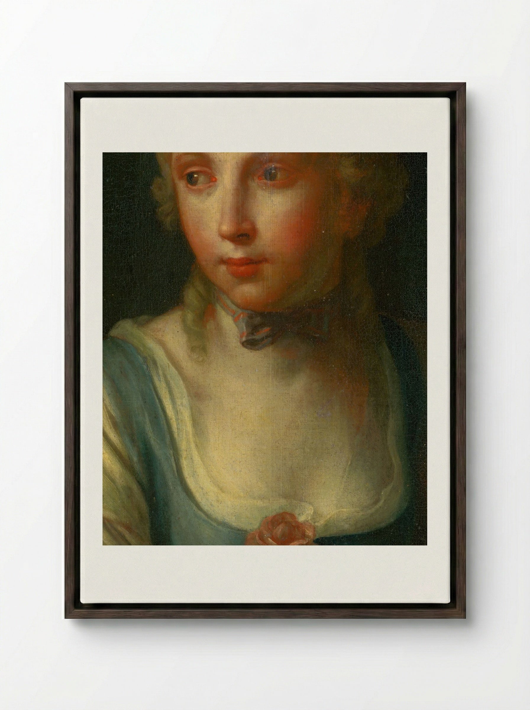 Portrait of a Girl - Berthe Morisot - Framed Canvas Dark Wood
