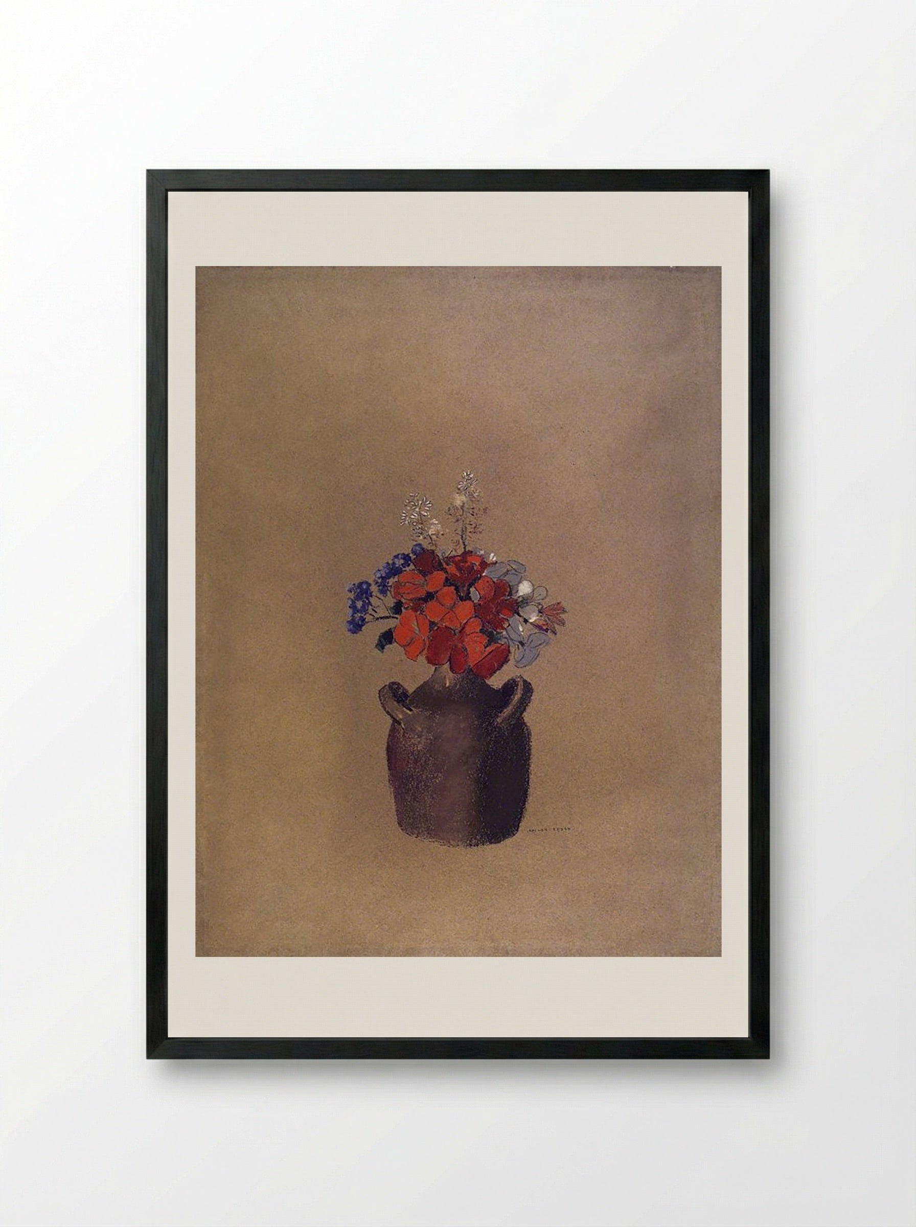 Flowers in a Vase - Odilon Redon - Framed Print Black
