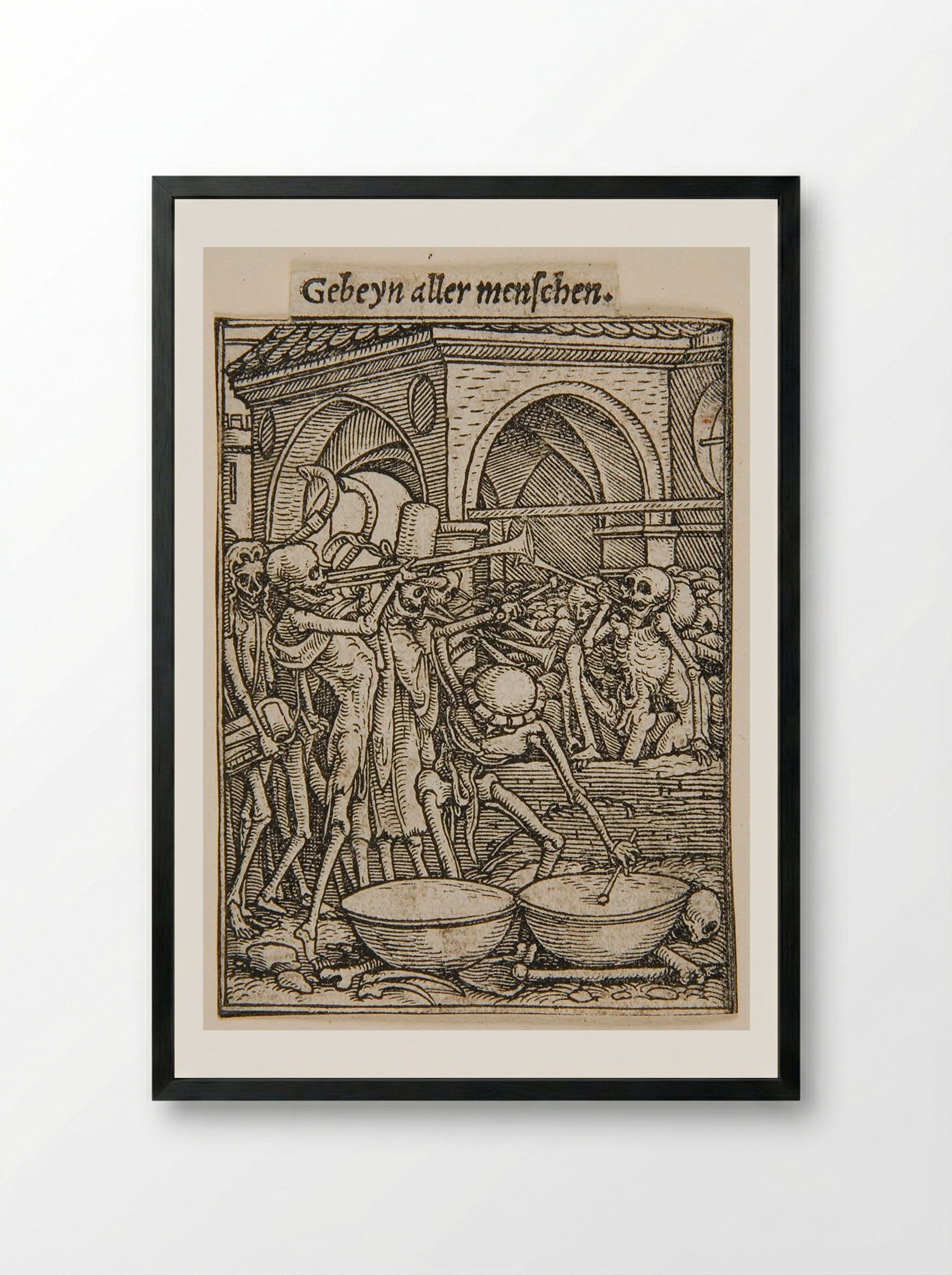 Bones of All Men - Hans Holbein the Younger - Framed Print Black