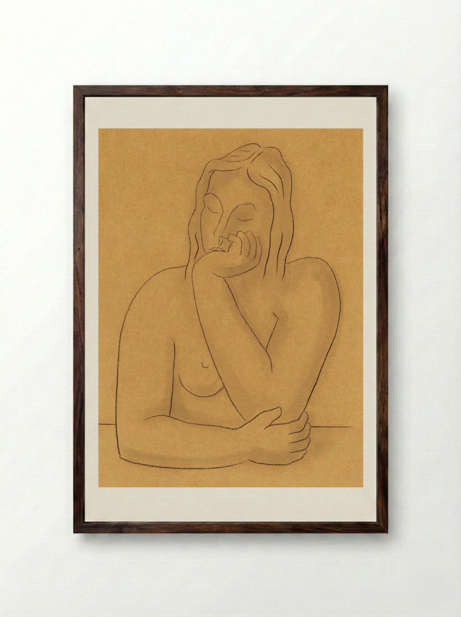 Seated Woman - Mikuláš Galanda - Framed Print Dark Wood