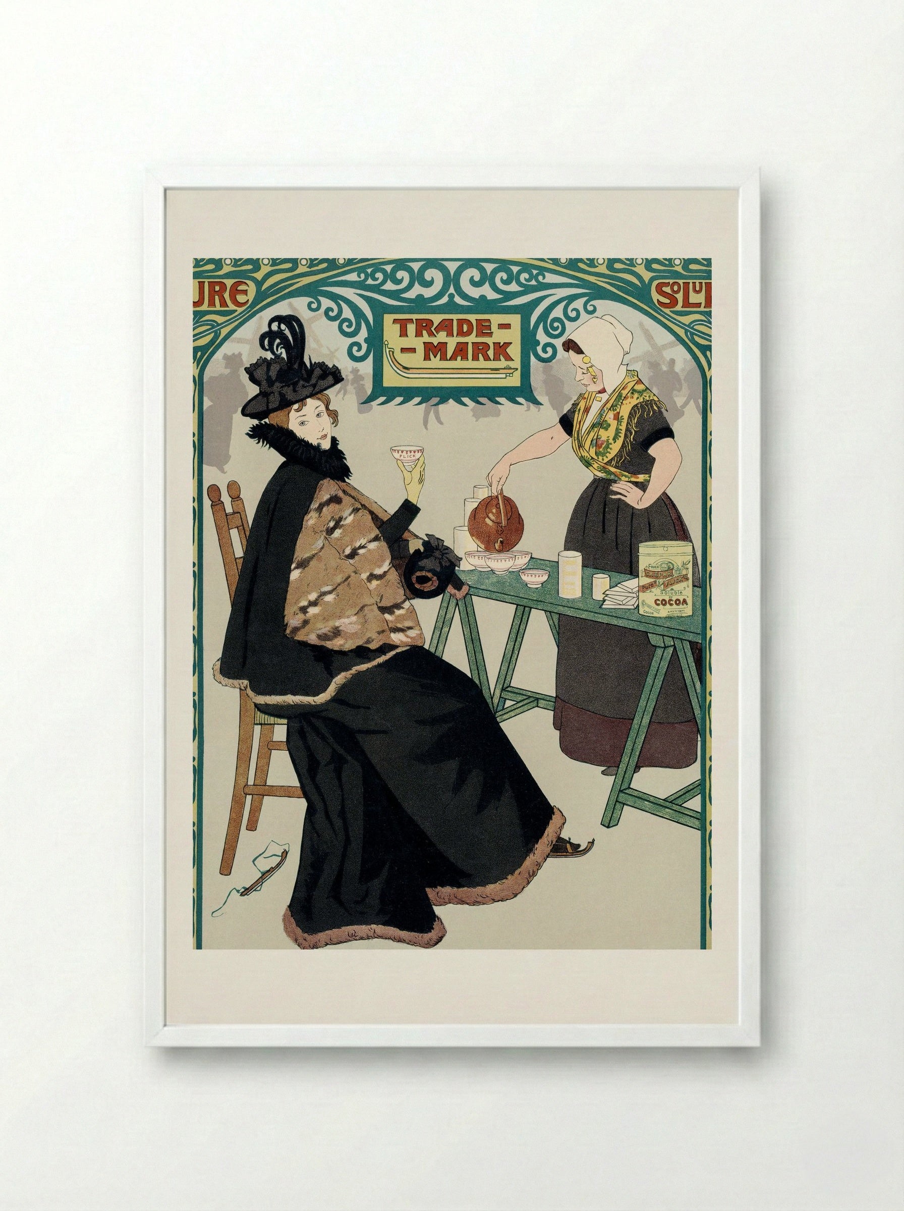 Dutch Skate Cocoa Advertisement - Johann Georg van Caspel - Framed Print White