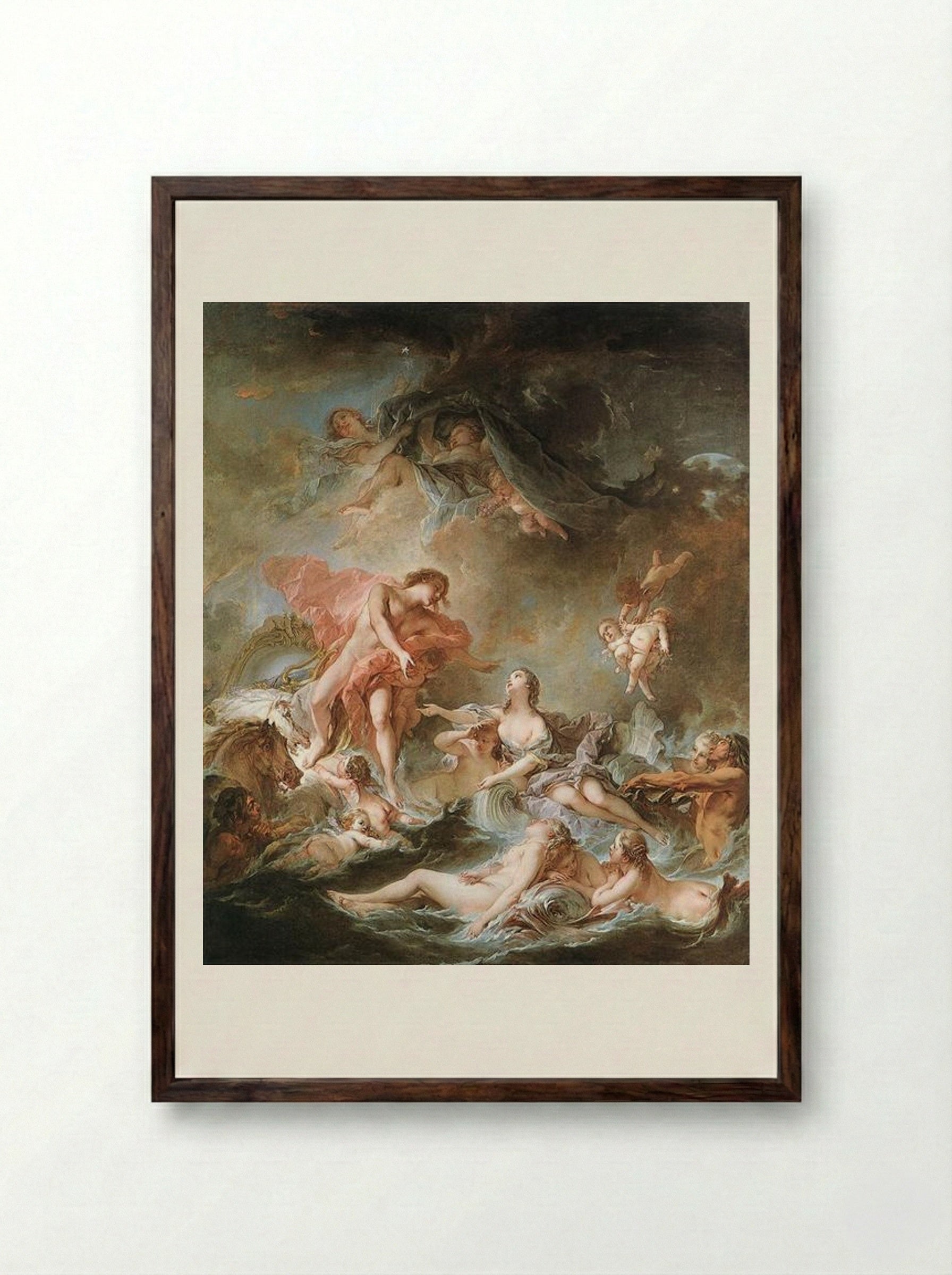 The Setting of the Sun - François Boucher - Framed Print Dark Wood