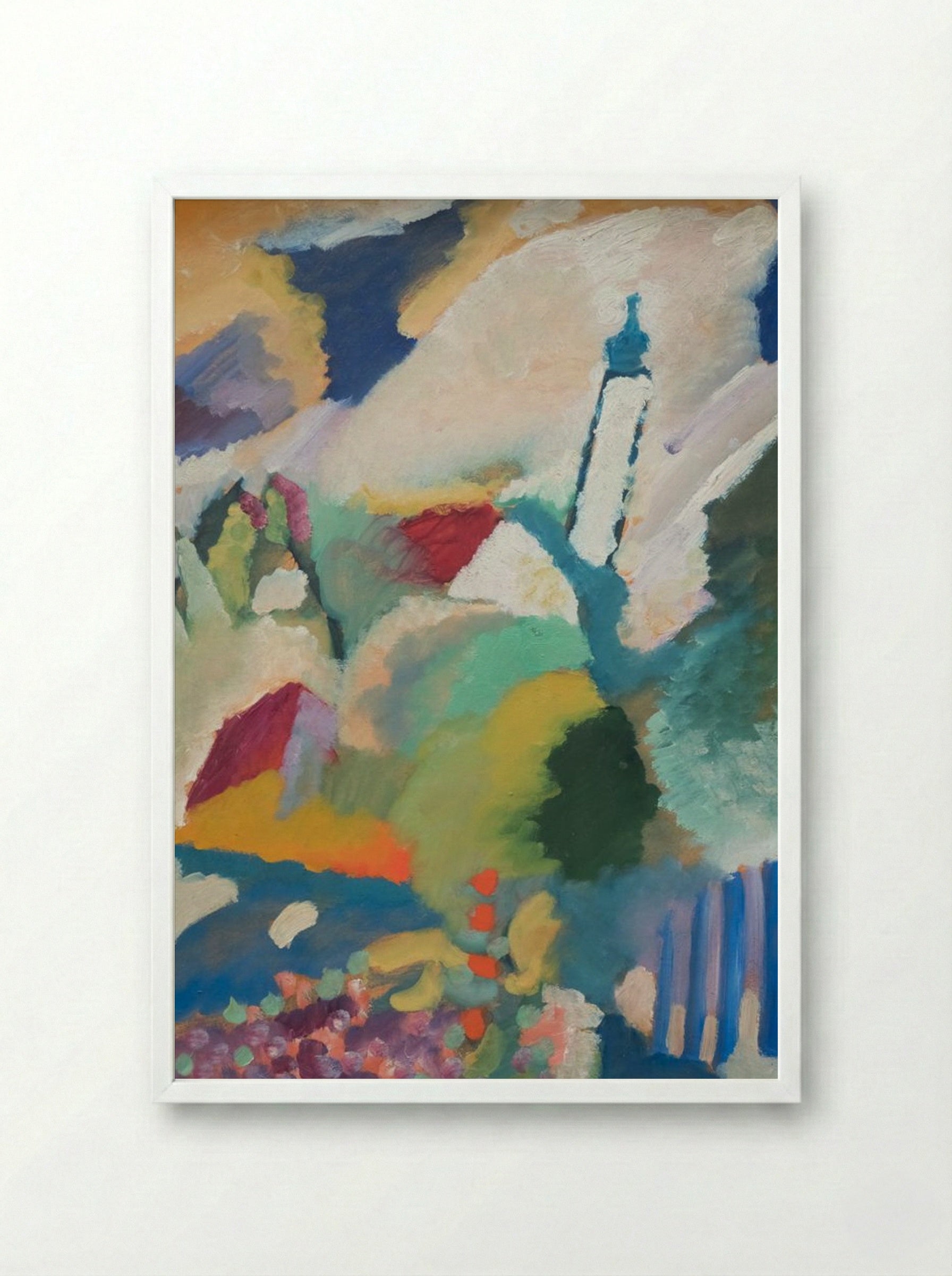 Murnau with Church - Wassily Kandinsky - Framed Print White