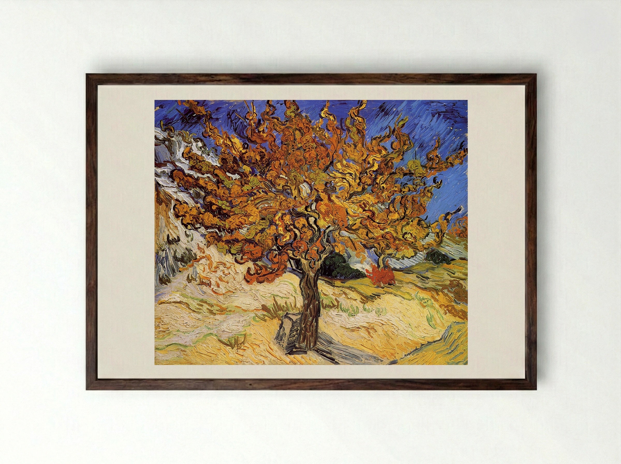 The Mulberry Tree - Vincent van Gogh - Framed Print Dark Wood