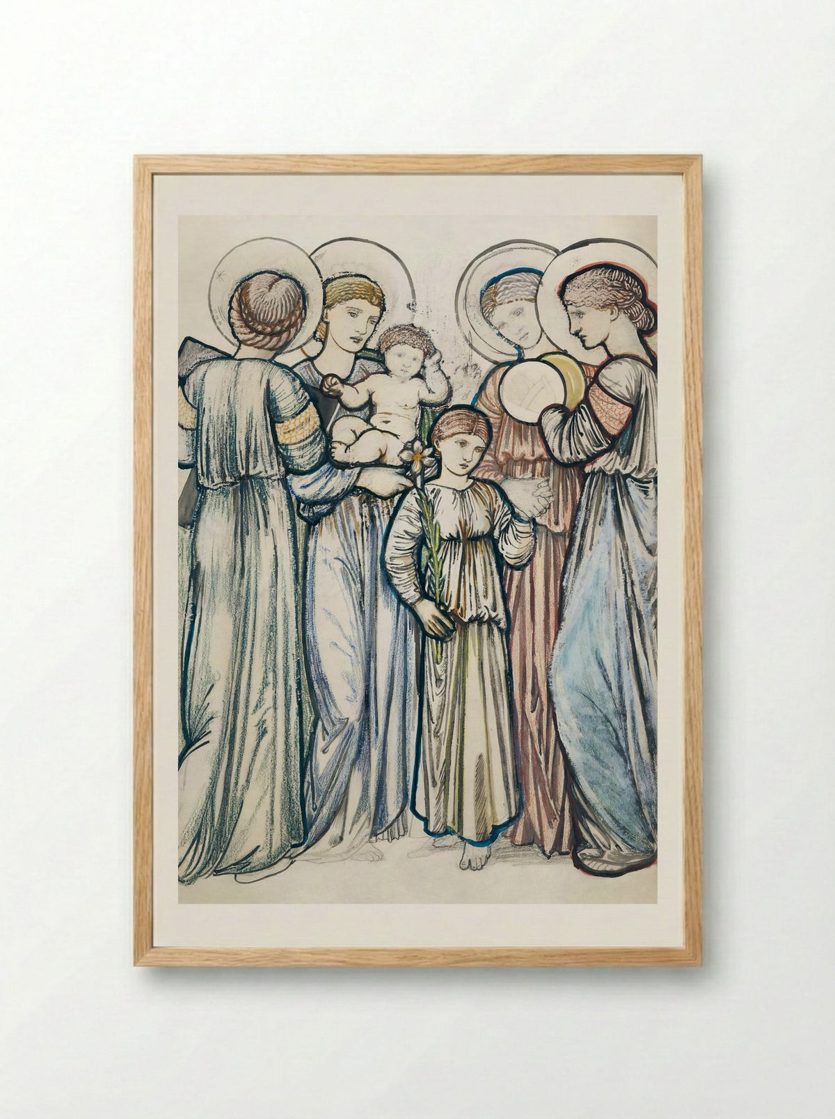 Angels and Children - Edward Burne-Jones - Framed Print Wood