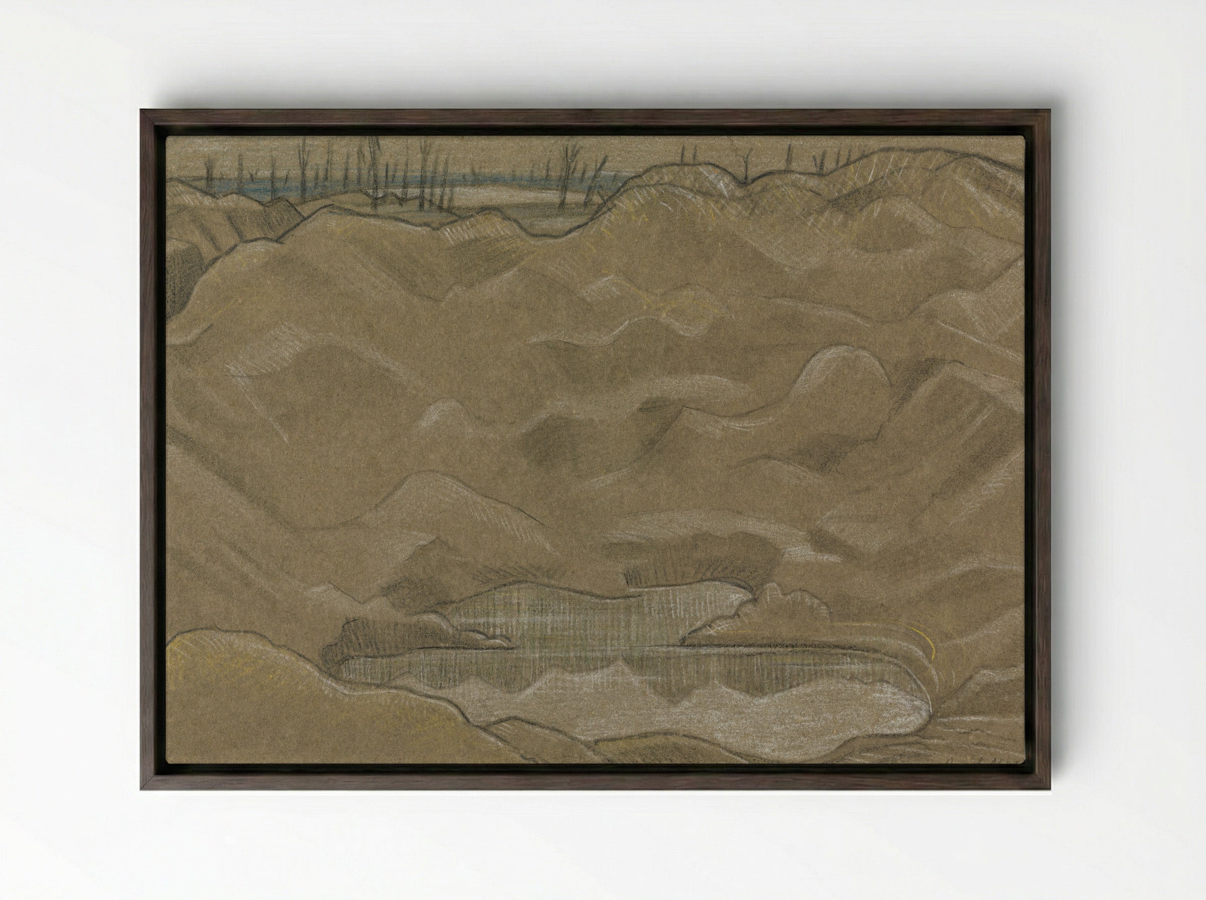 A Shell Crater - Paul Nash - Framed Canvas Dark Wood