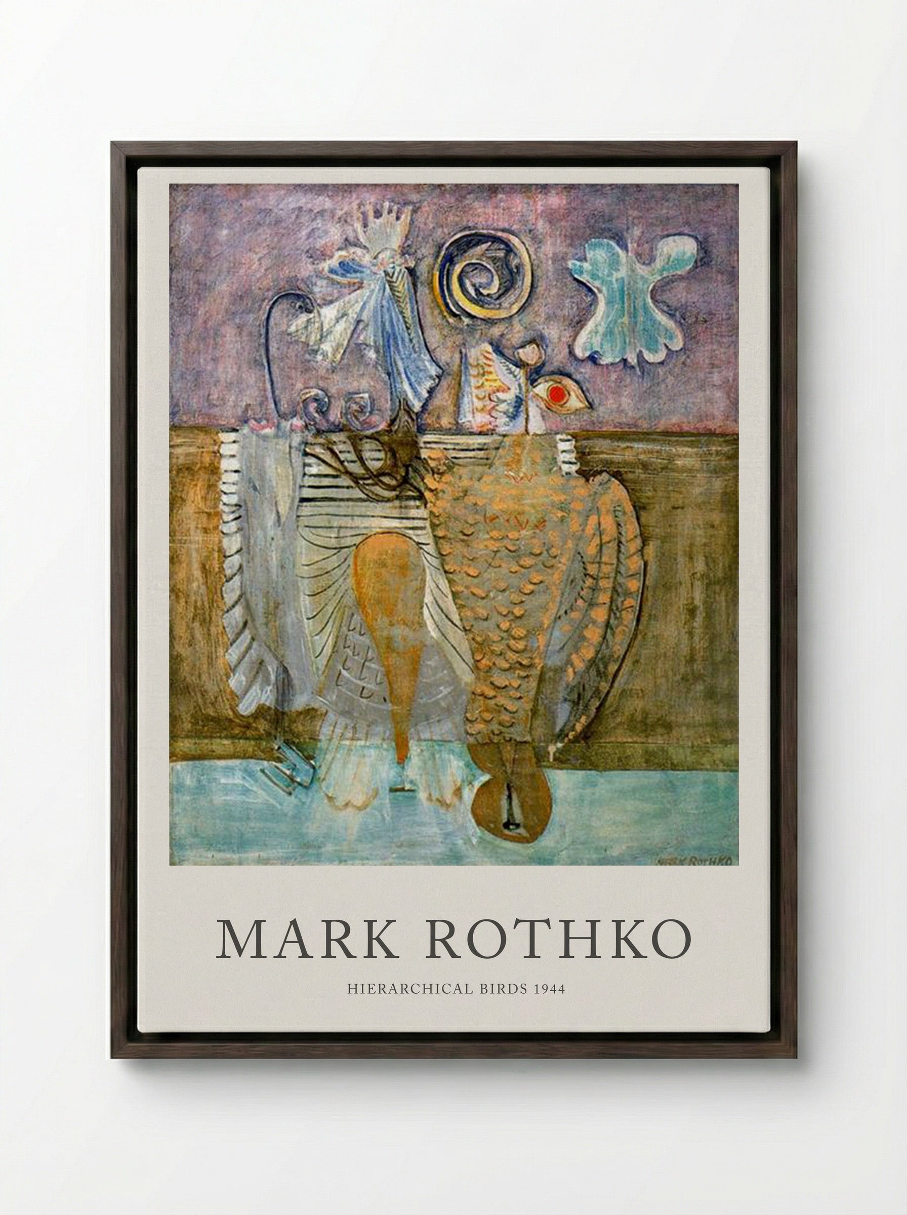 Hierarchical Birds - Mark Rothko - Framed Canvas Dark Wood