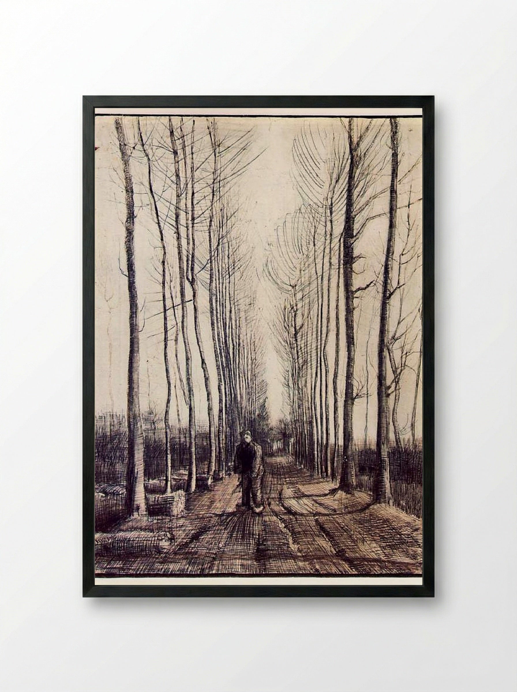 Avenue of Poplars in Autumn - Vincent van Gogh - Framed Print Black