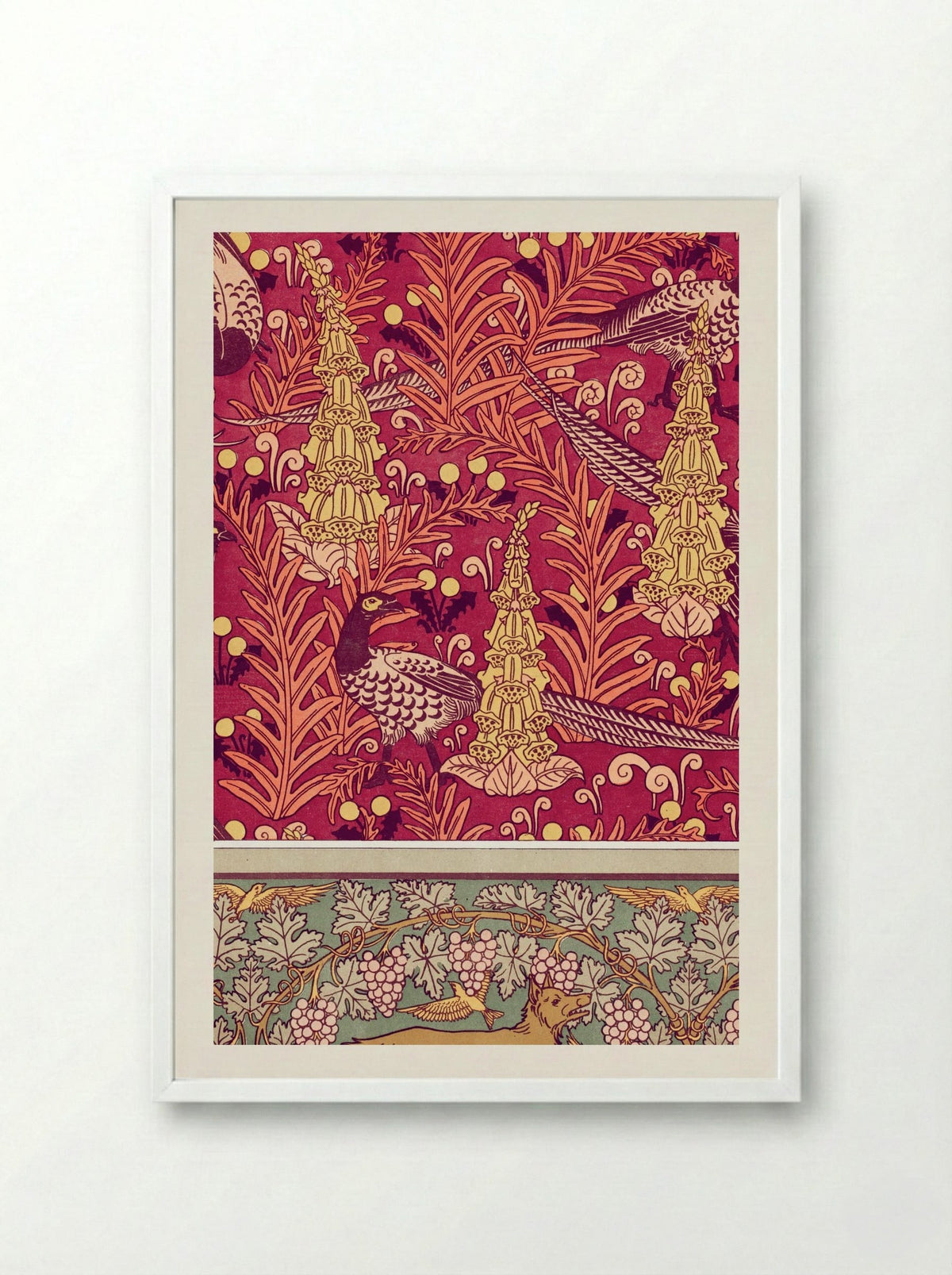 Faisans Ordinaires, Digitales - M.P. Verneuil - Framed Print White