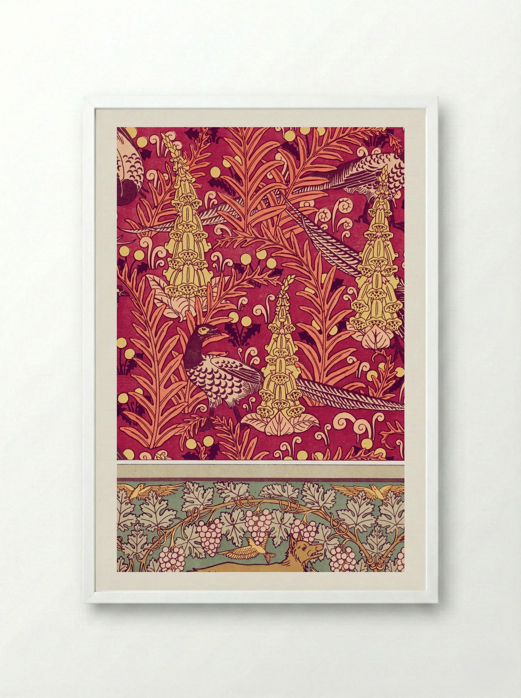 Faisans Ordinaires, Digitales - M.P. Verneuil - Framed Print White