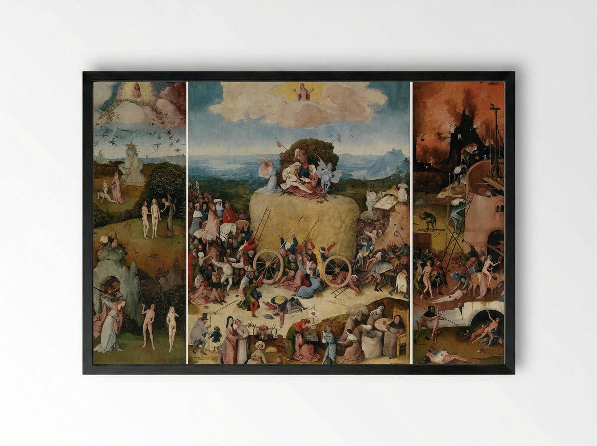 The Haywain Triptych - Hieronymus Bosch - Framed Print Black