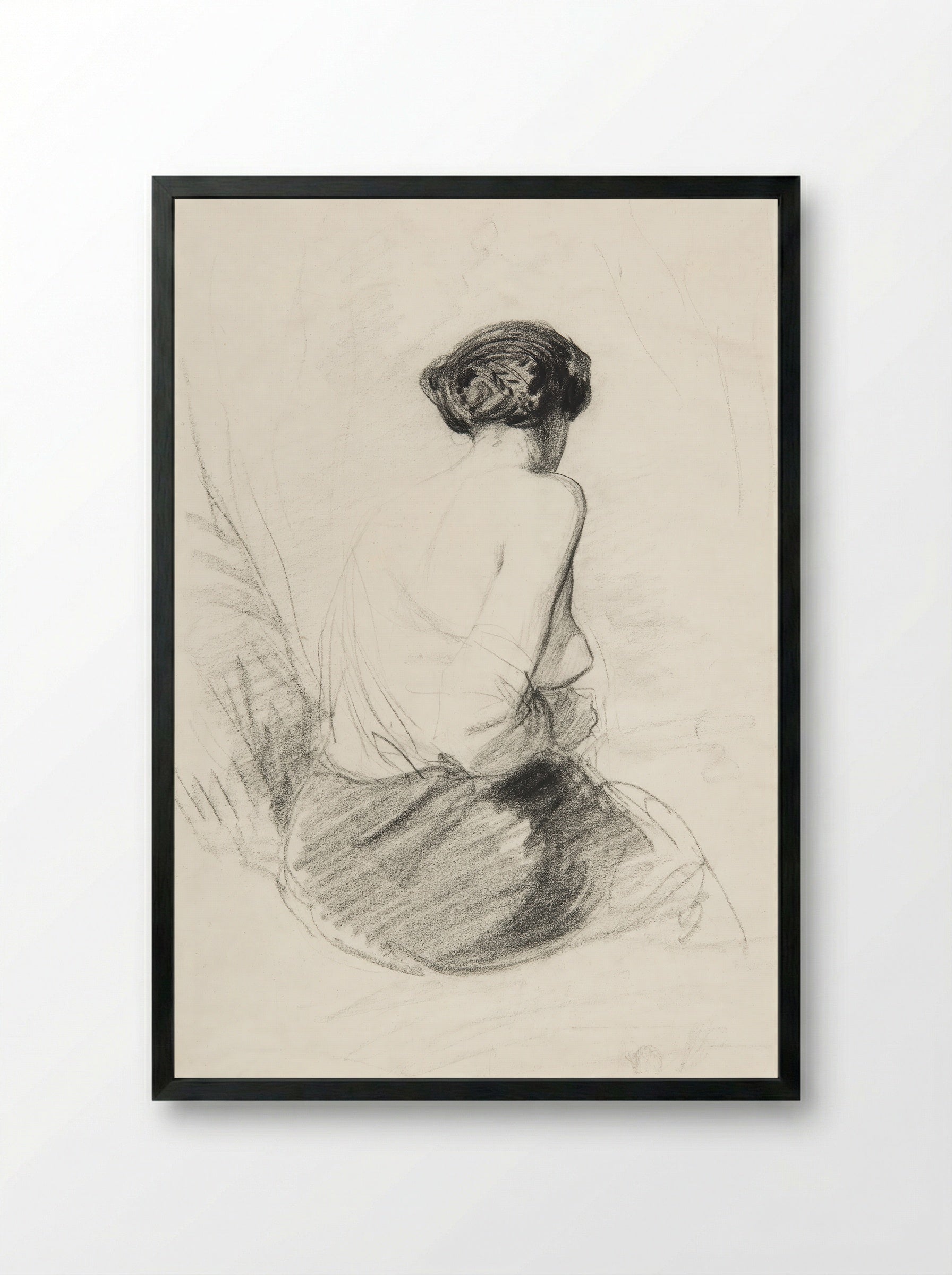 Ornate Woman with Headpiece - Art Nouveau Style Print - Framed Print Black