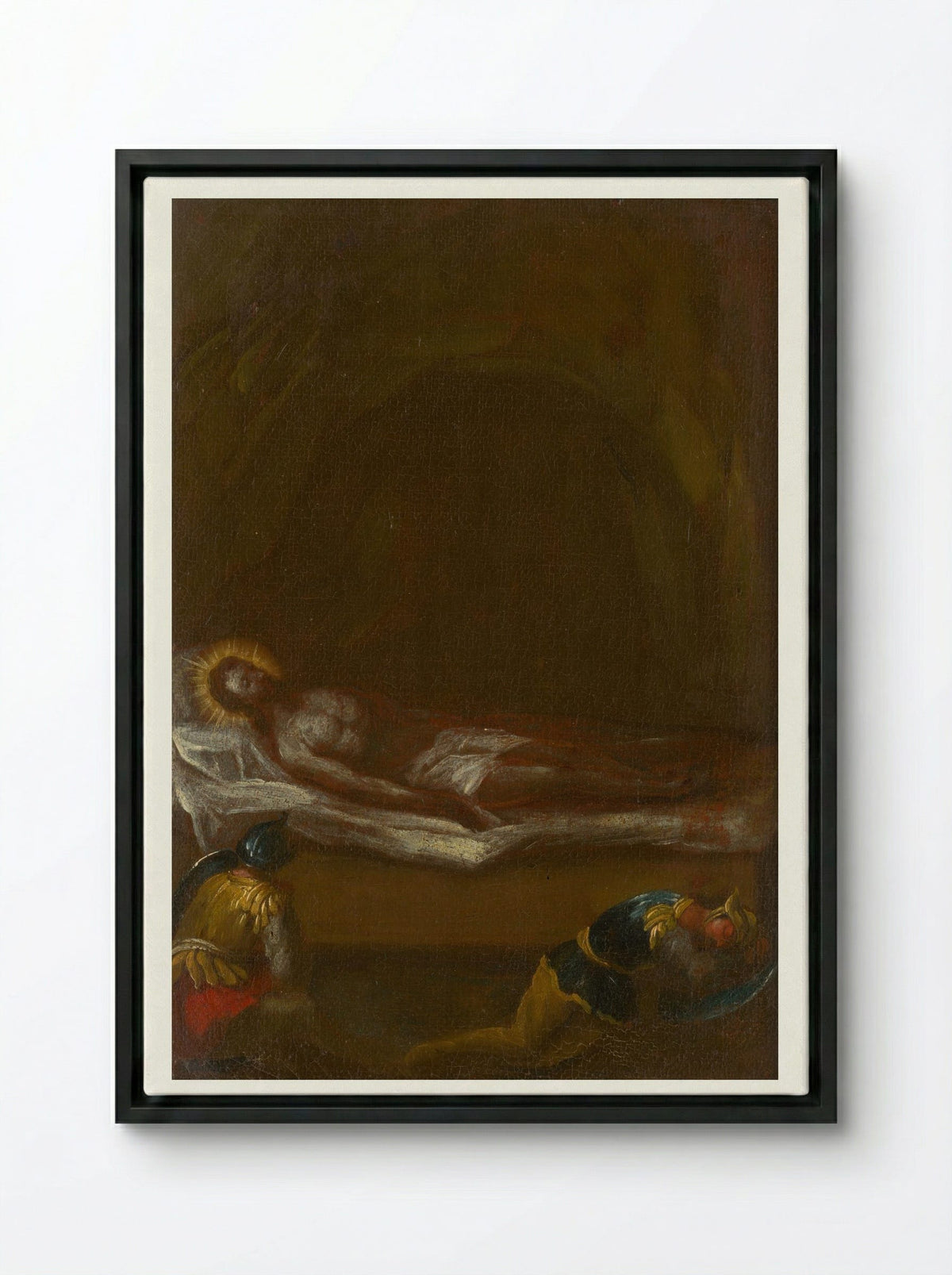 Jesus is Laid in the Tomb - Fine Art Print - Framed Canvas Black