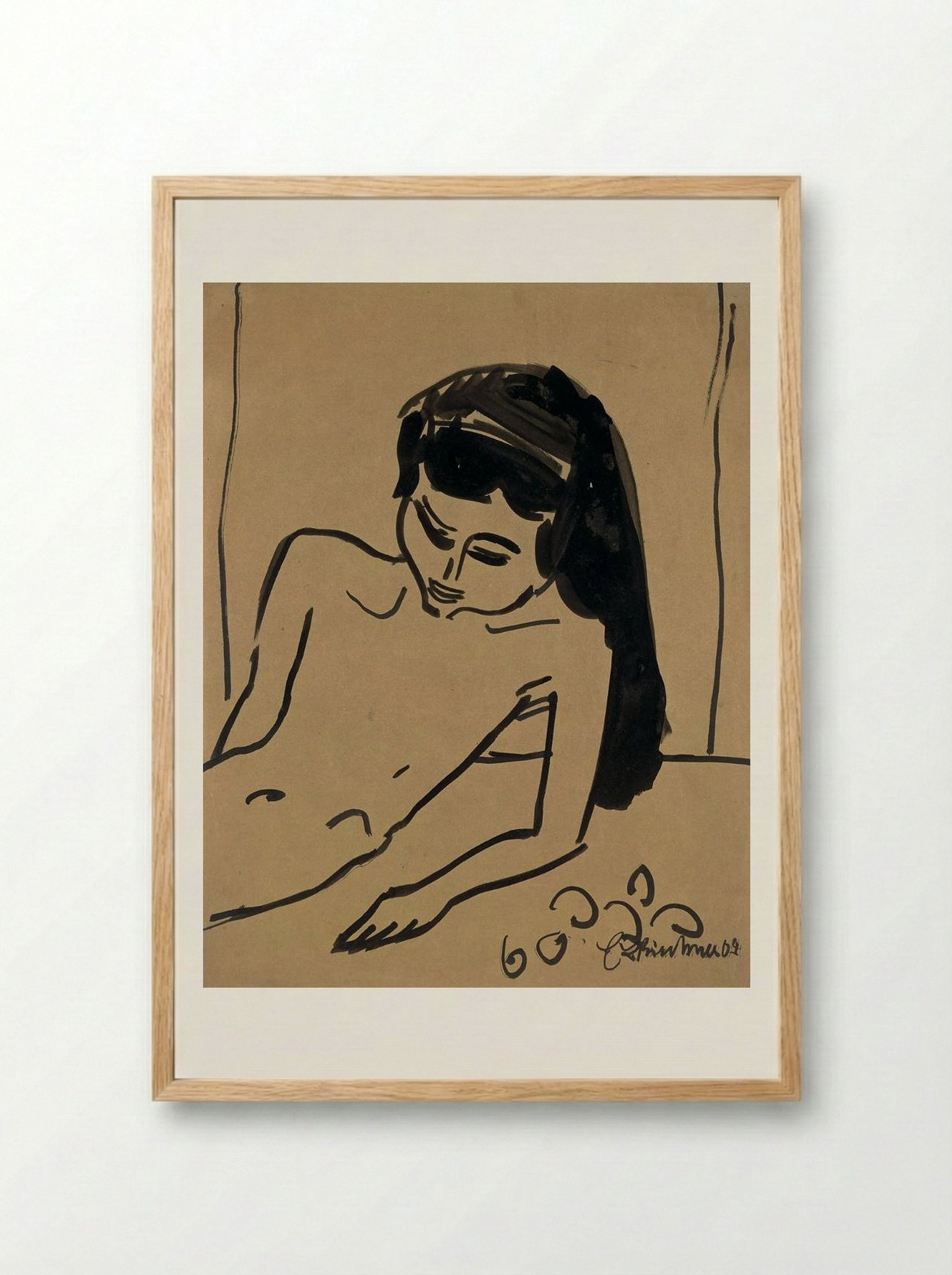 Girl with Long Hair - Ernst Ludwig Kirchner - Framed Print Wood