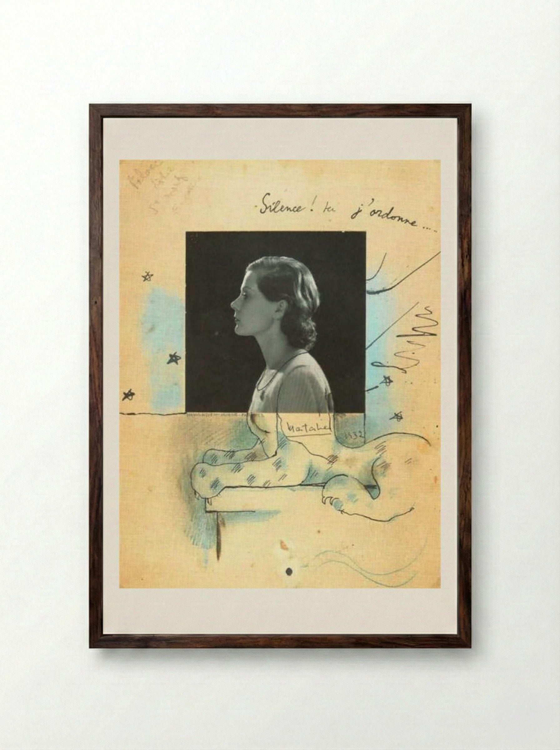 Silence! Ici j’ordonne… (Nathalie Paley en sphinx) - Jean Cocteau - Framed Print Dark Wood