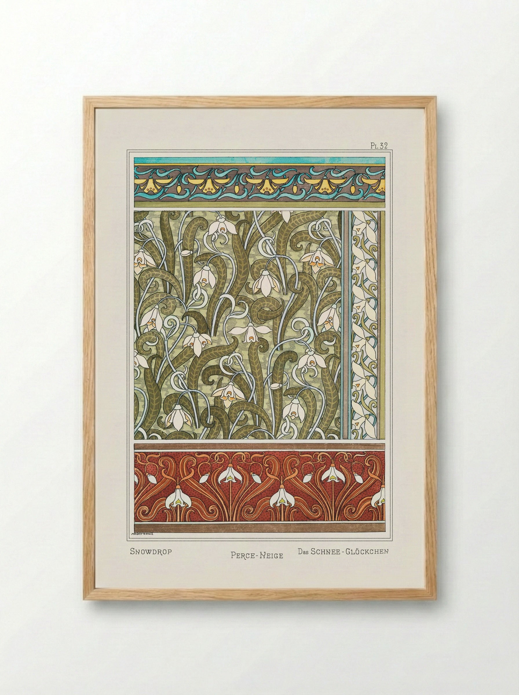 Perce-neige (Snowdrops) from La Plante et ses Applications ornementales - Maurice Pillard Verneuil - Framed Print Wood