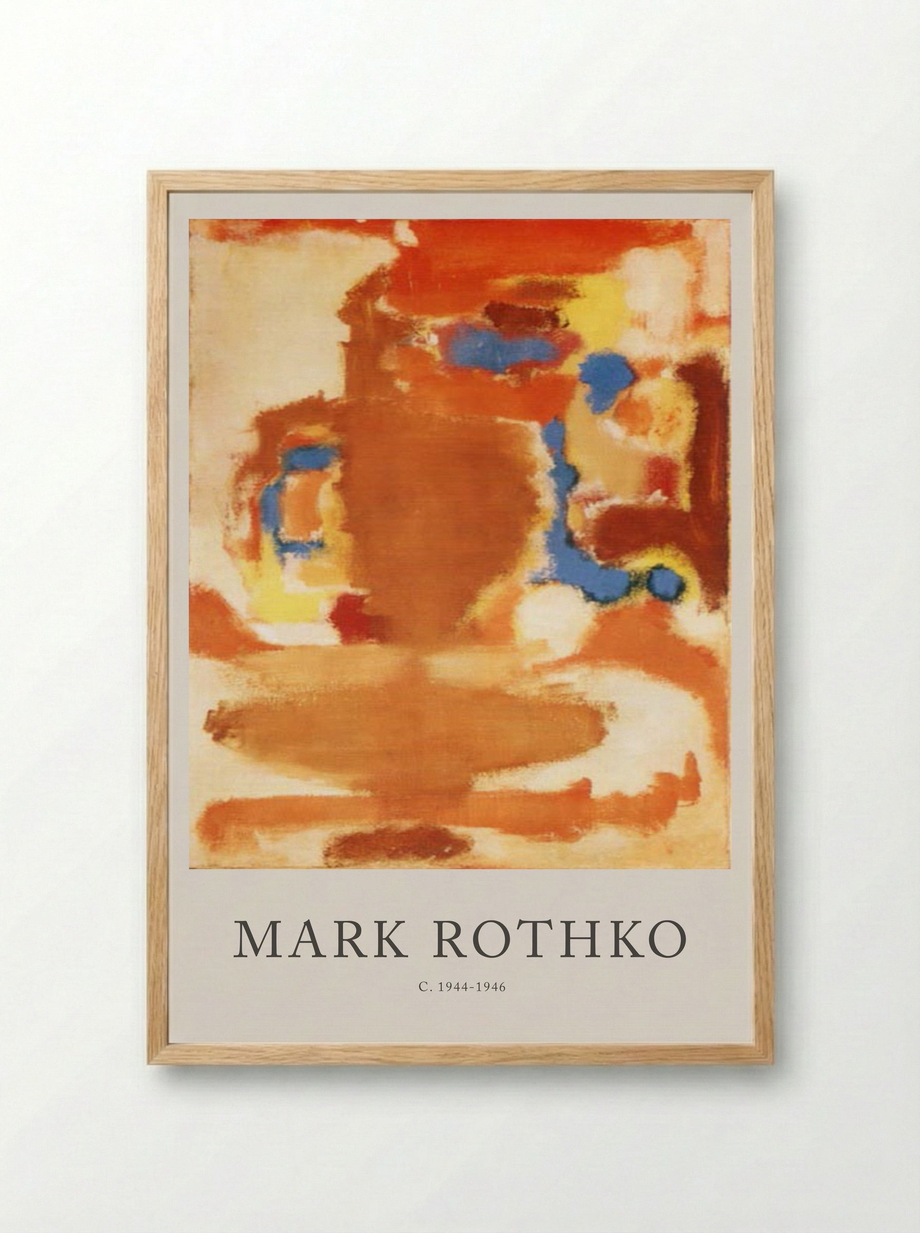 Untitled (Composition with Brown, Orange, and Blue) - Mark Rothko - Framed Print Wood