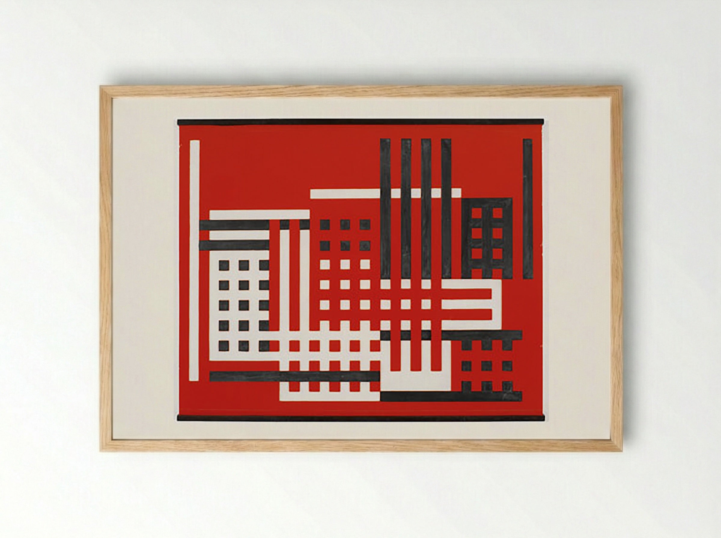 Untitled (Factory Abstraction, Red, Black and White) - Fine Art Print - Framed Print Wood