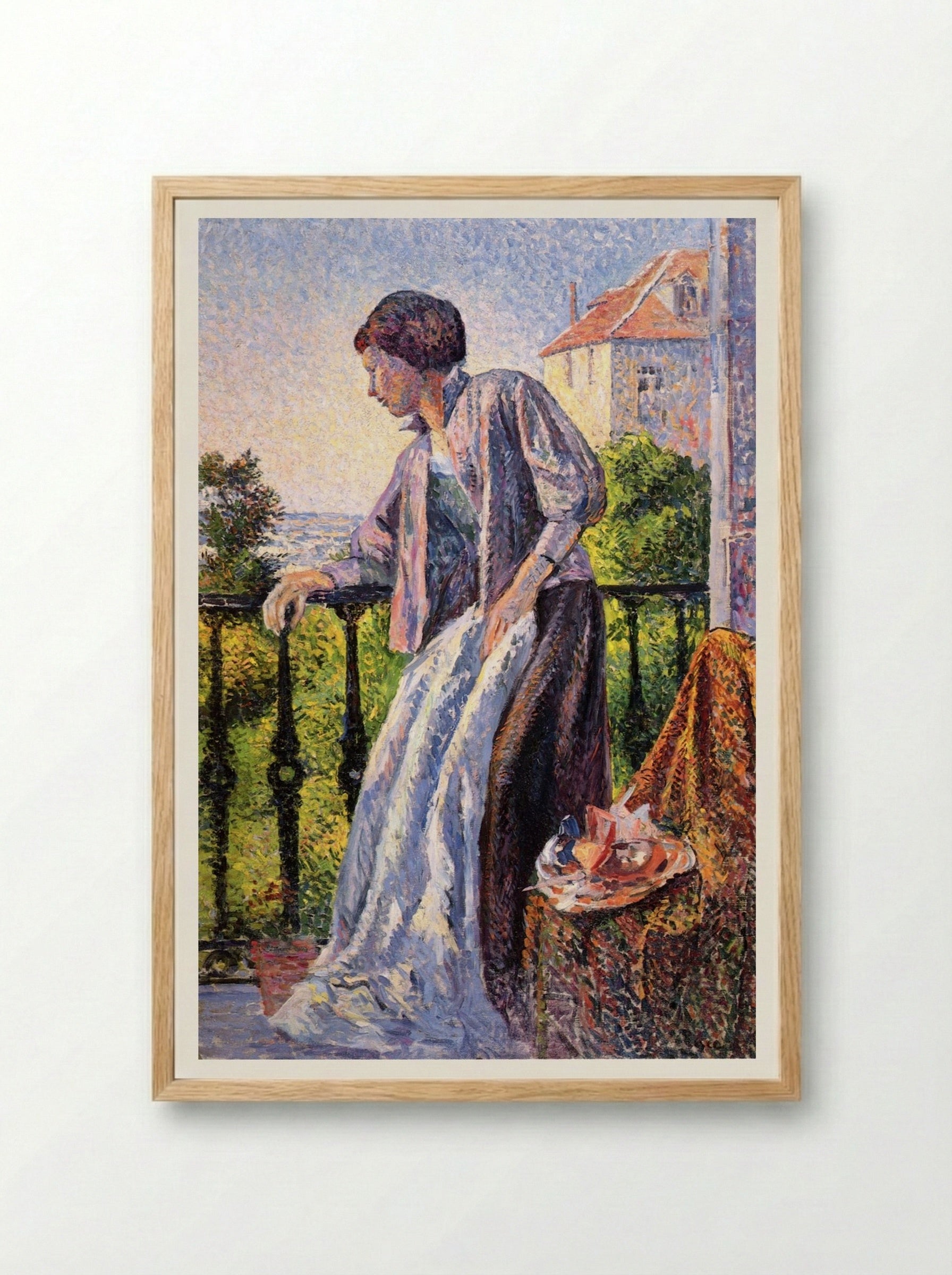 Madame Luce on the Balcony - Maximilien Luce - Framed Print Wood
