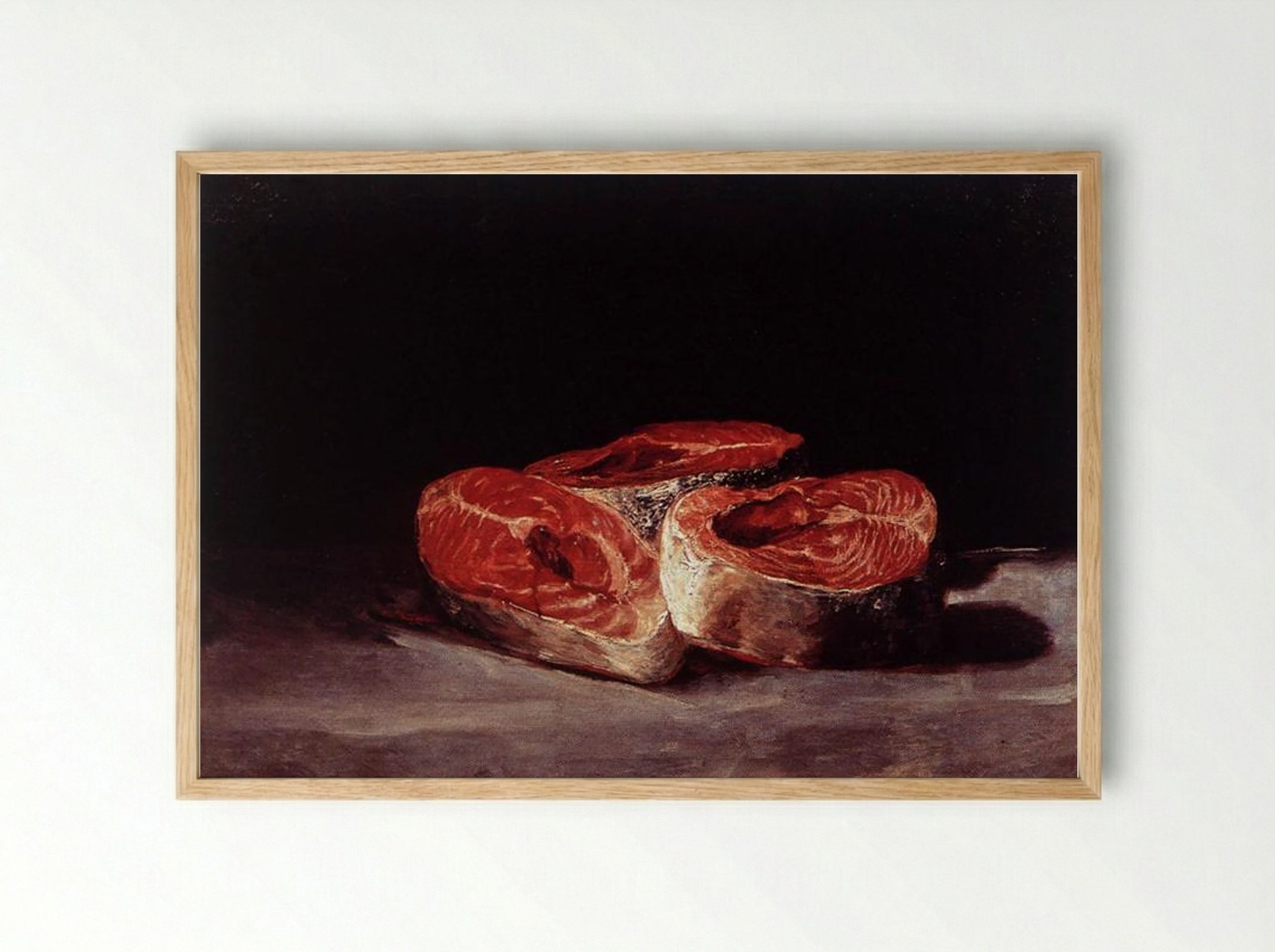 Still Life with Three Salmon Steaks - Francisco Goya - Framed Print Wood