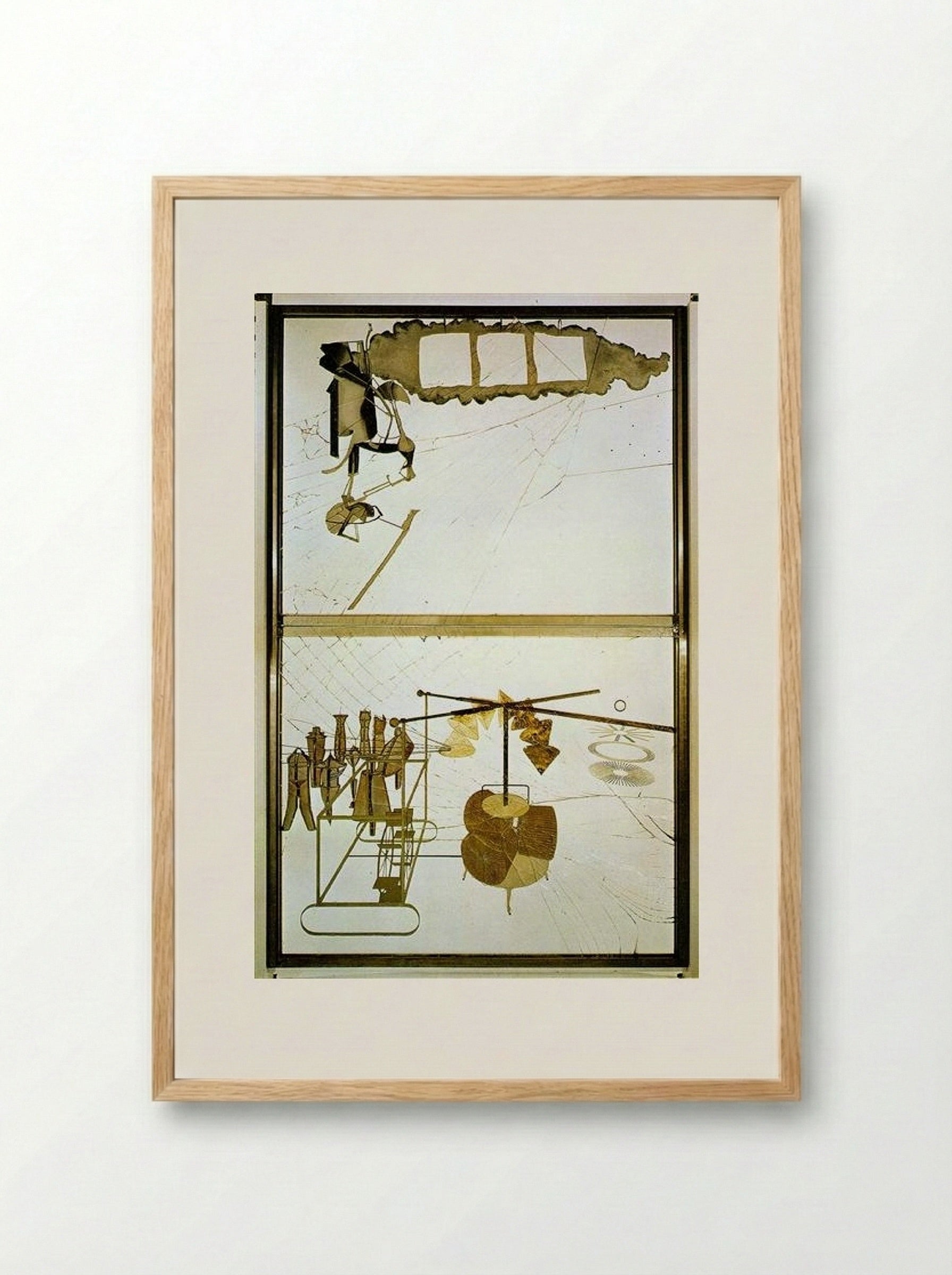 The Bride Stripped Bare by Her Bachelors, Even (The Large Glass) - Marcel Duchamp - Framed Print Wood