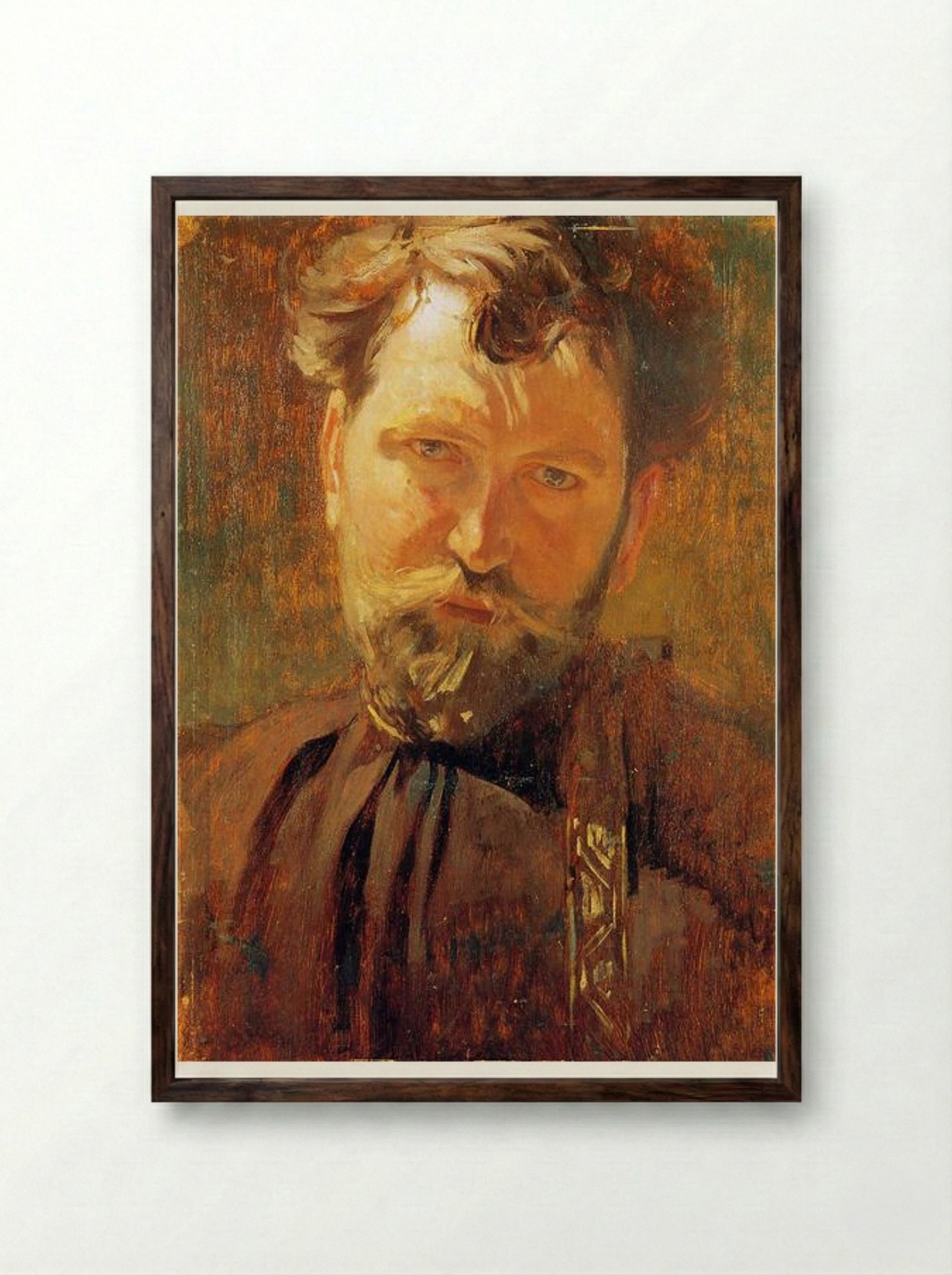Self-portrait - Alphonse Mucha - Framed Print Dark Wood