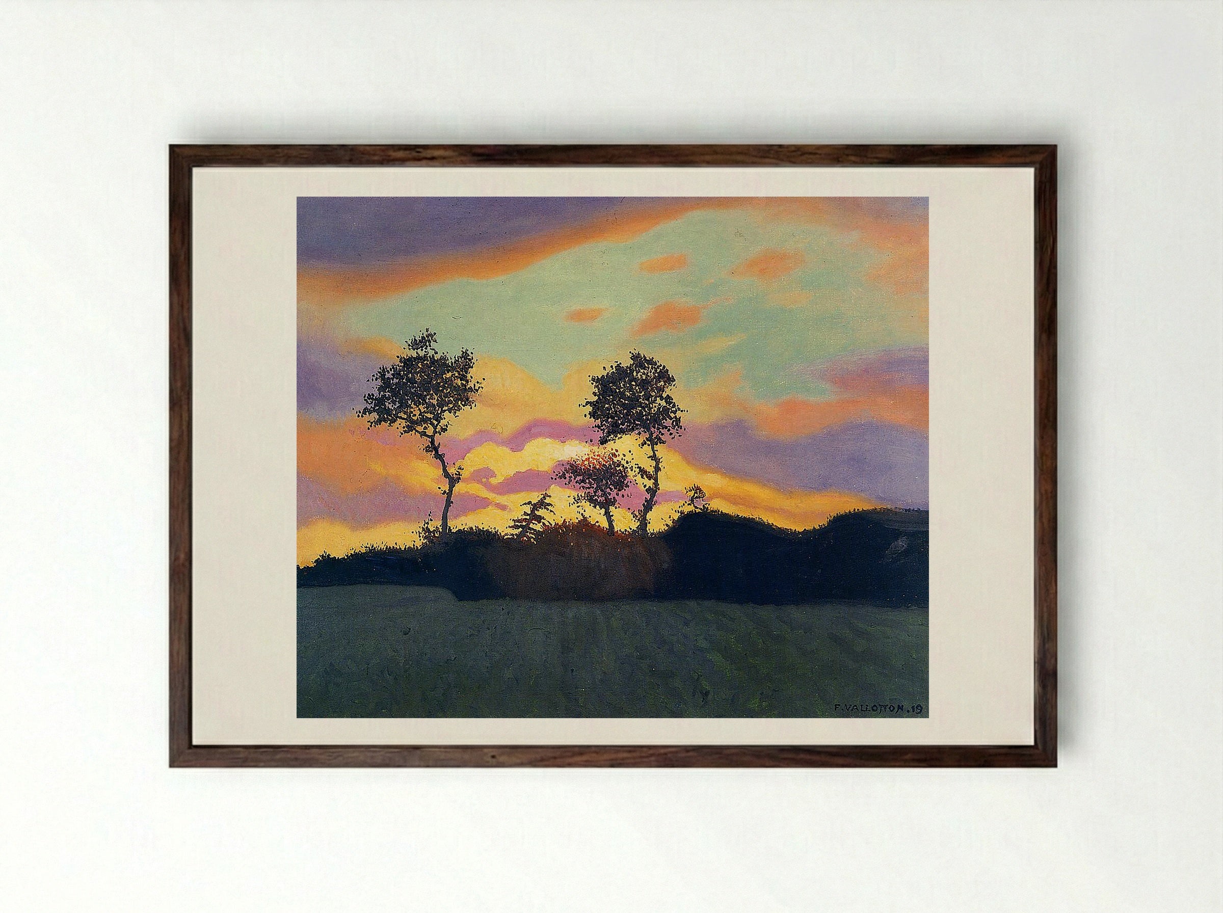 Landscape at Sunset - Félix Vallotton - Framed Print Dark Wood