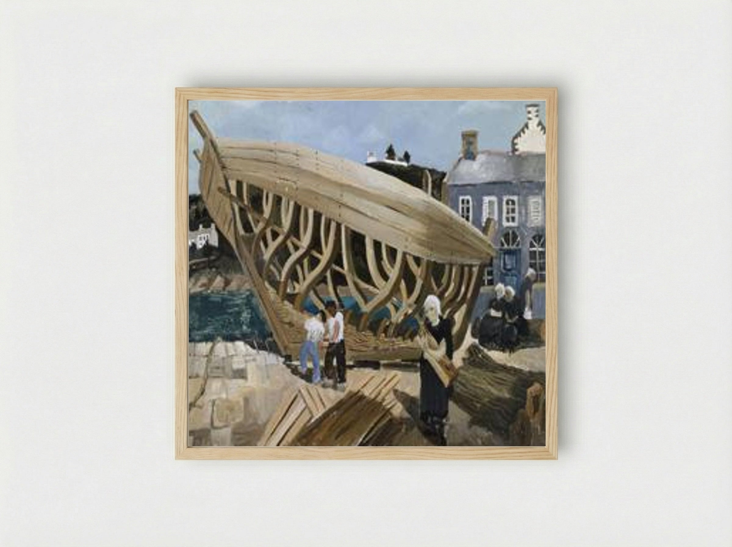 Building the Boat, Tréboul - Christopher Wood - Framed Print Wood