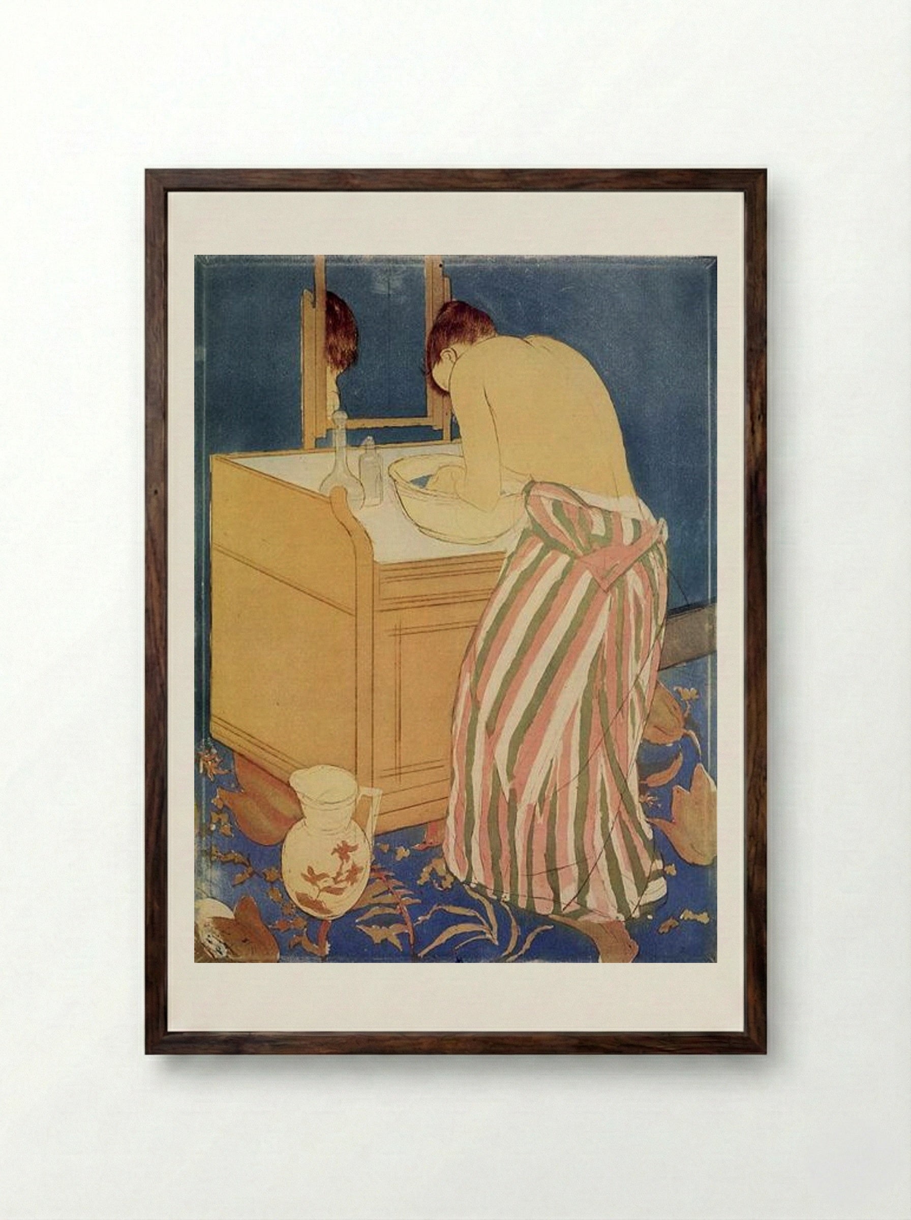 The Bath - Mary Cassatt - Framed Print Dark Wood