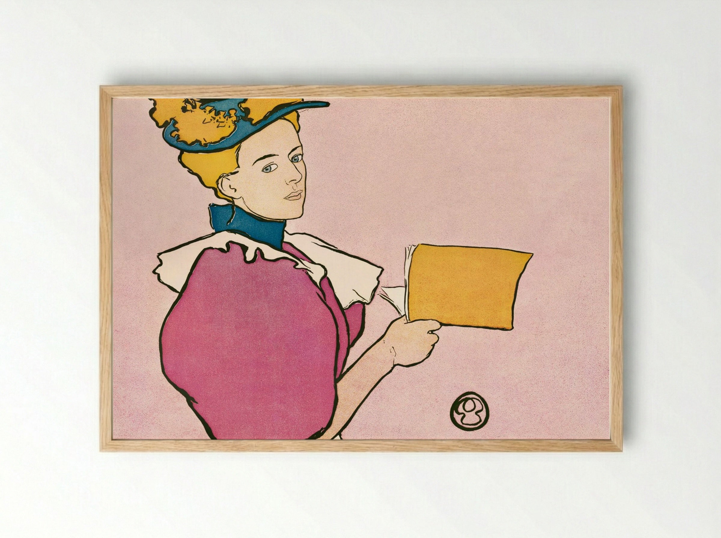 Woman Holding Book - Edward Penfield - Framed Print Wood