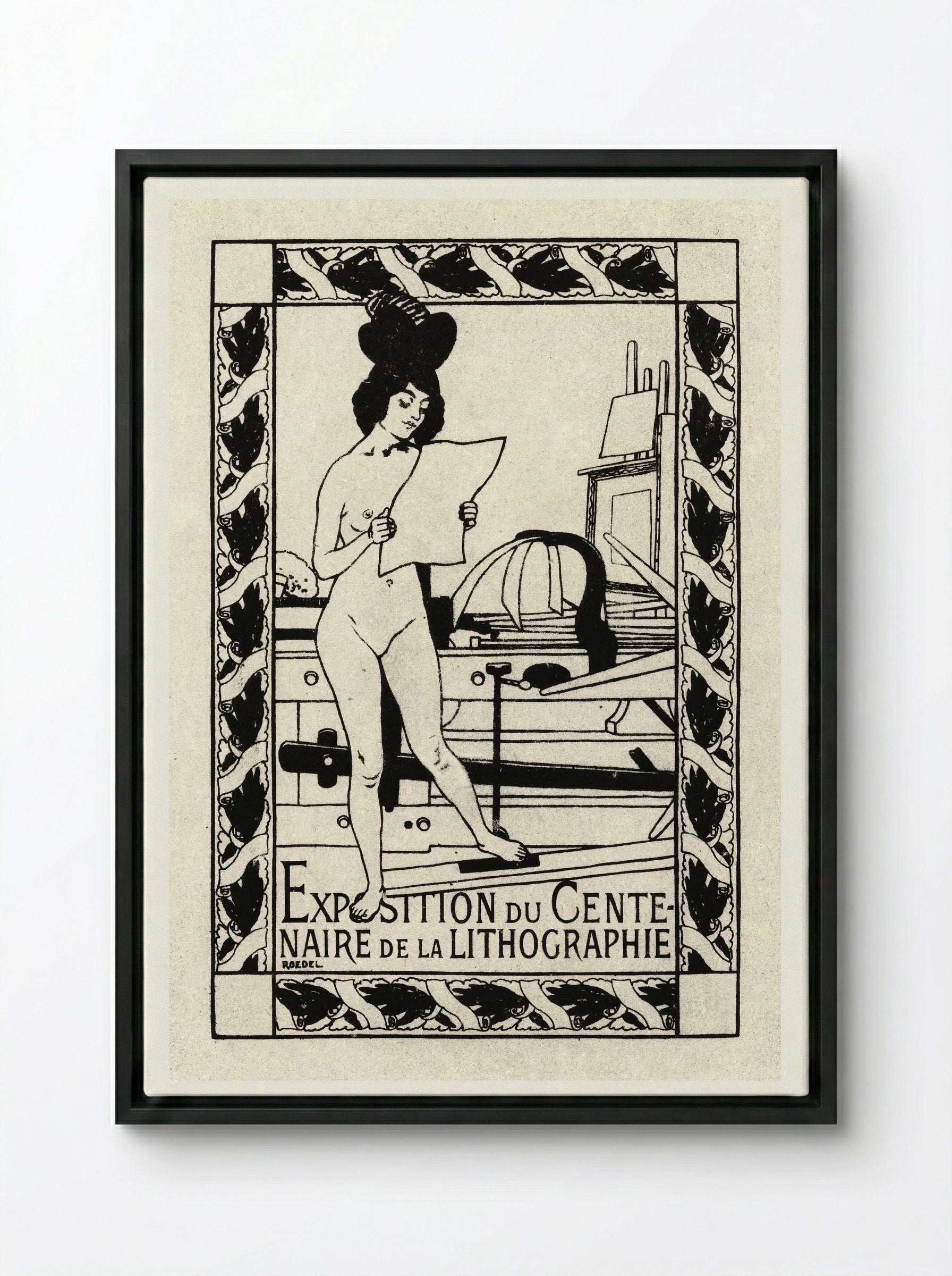 Exposition du Centenaire de la Lithographie - Auguste Roedel - Framed Canvas Black