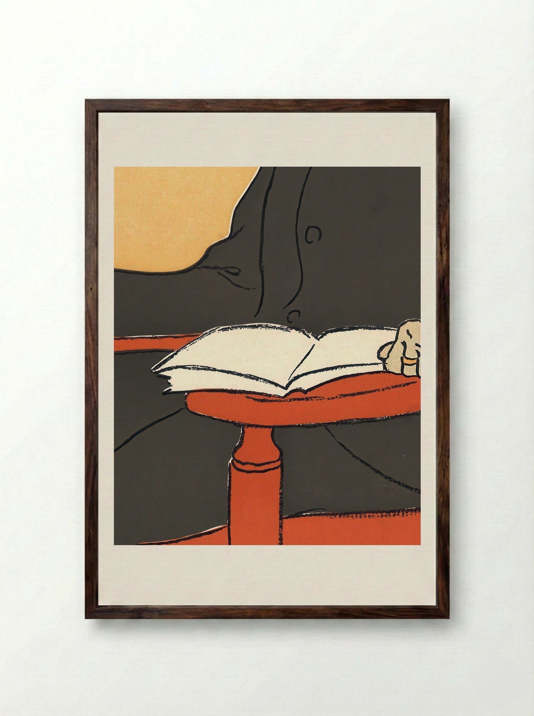 Man Reading in Armchair - Edward Penfield - Framed Print Dark Wood
